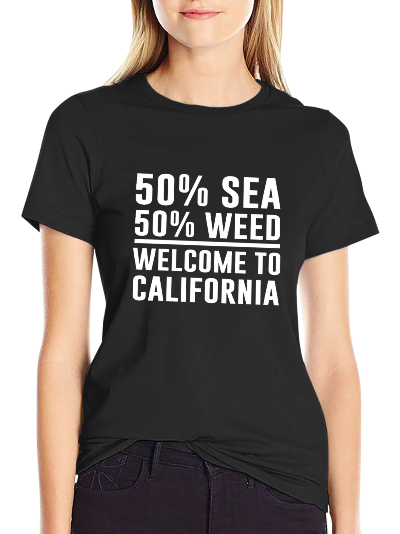 50% SEA 50% WEED California Black Graphic T-Shirt