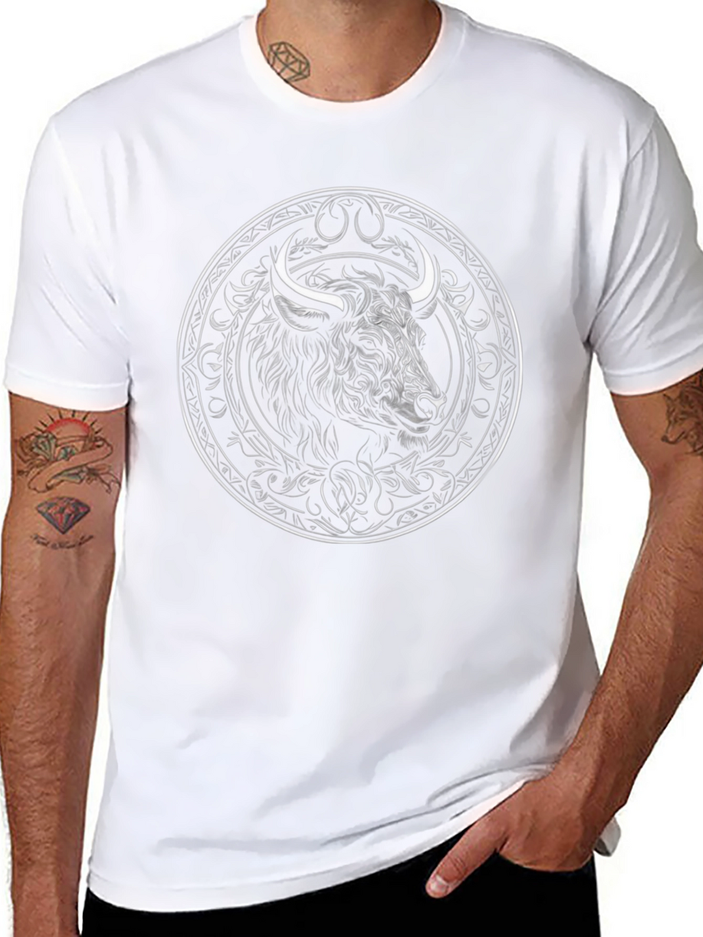 Bull Graphic Print Black Crew Neck T-Shirt
