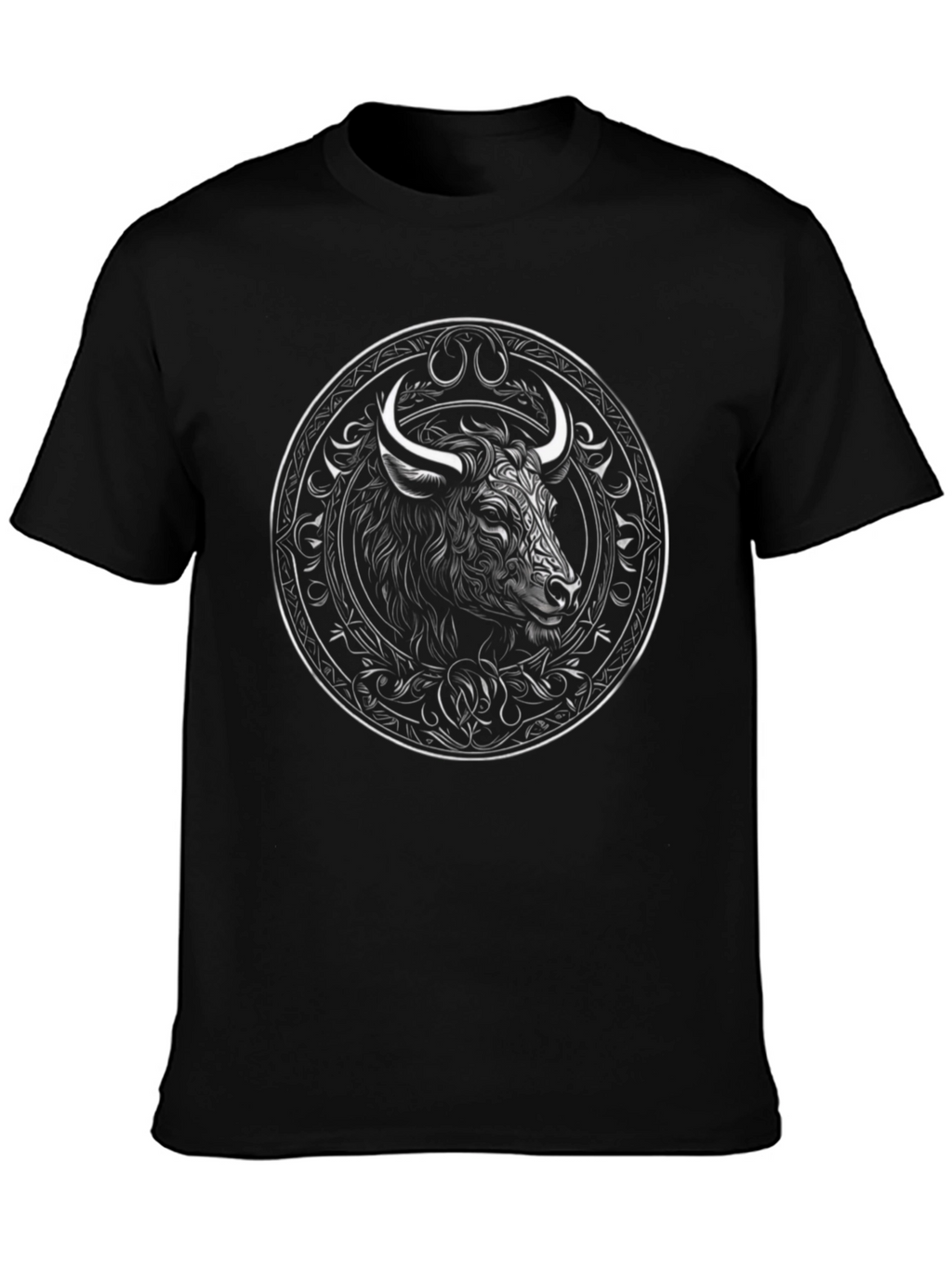 Bull Graphic Print Black Crew Neck T-Shirt