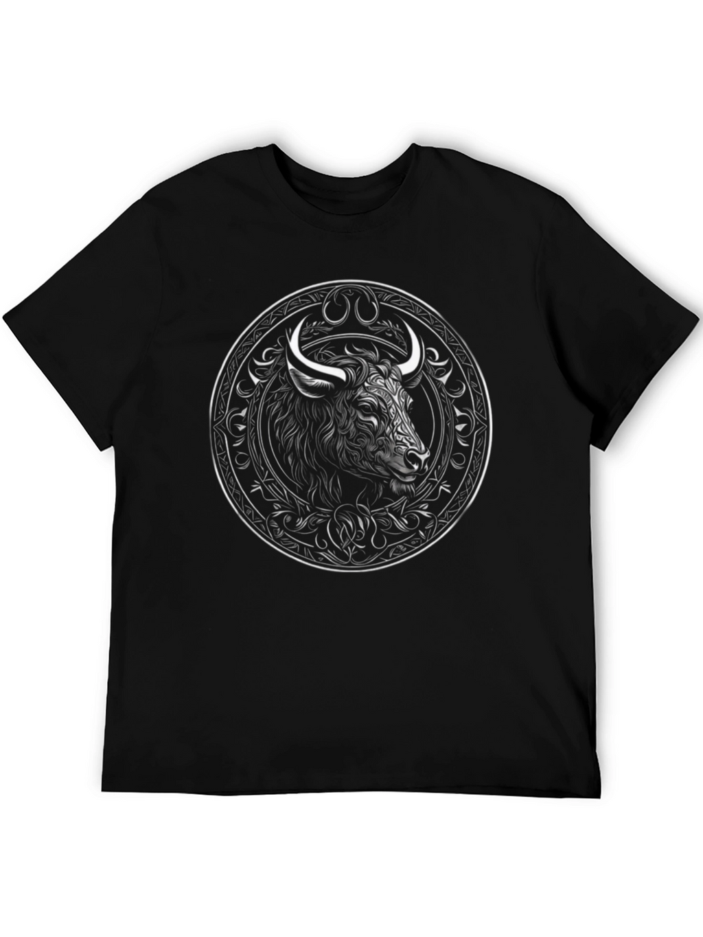 Bull Graphic Print Black Crew Neck T-Shirt