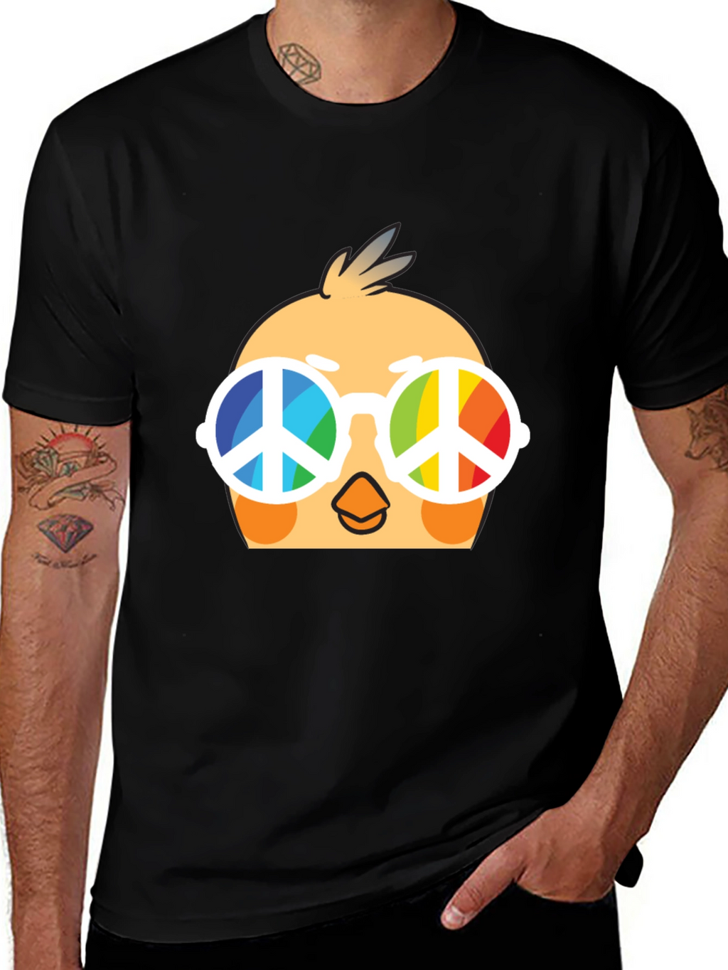 Cool Chick Peace Sign T-Shirt - Black Cotton Tee