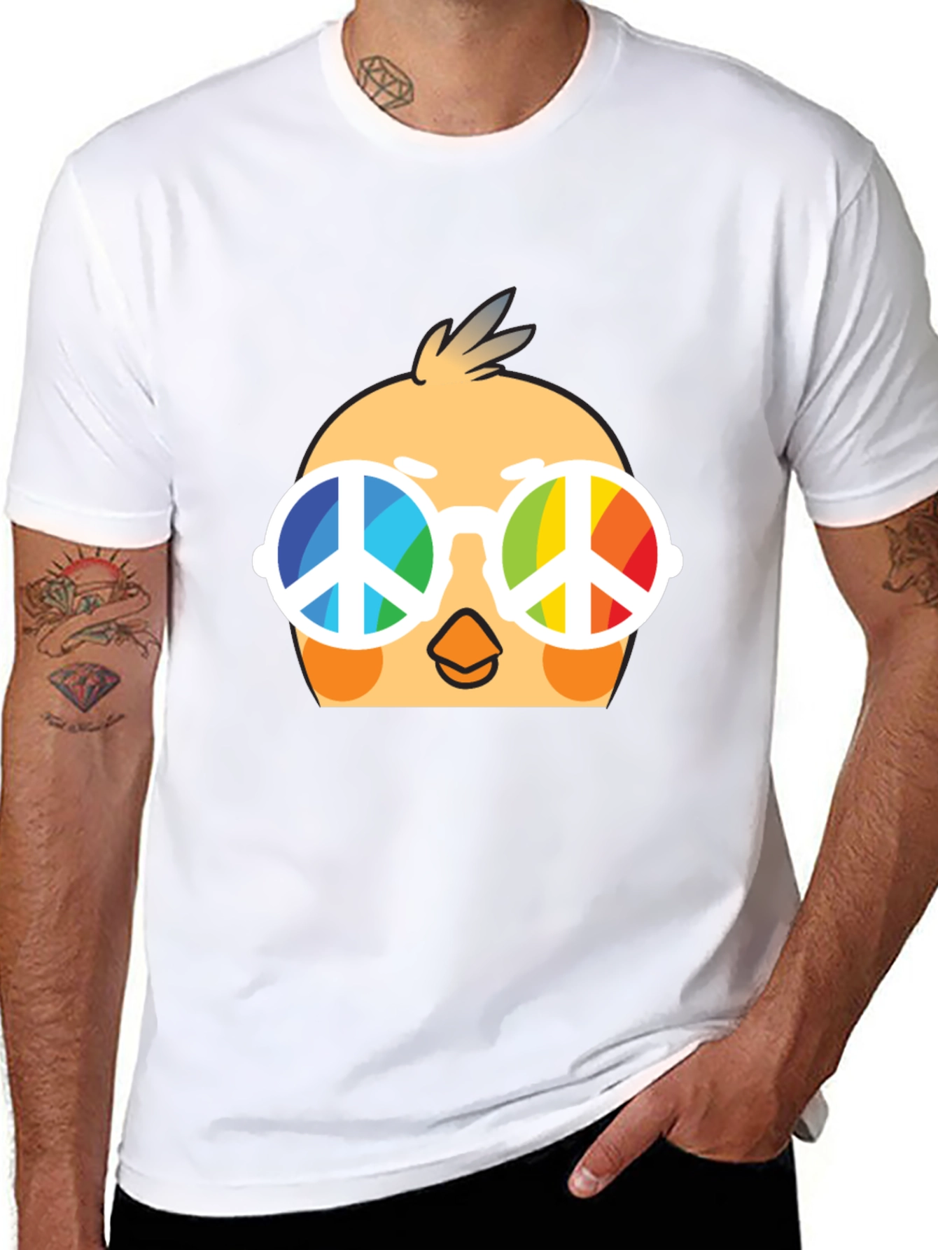 Cool Chick Peace Sign T-Shirt - Black Cotton Tee