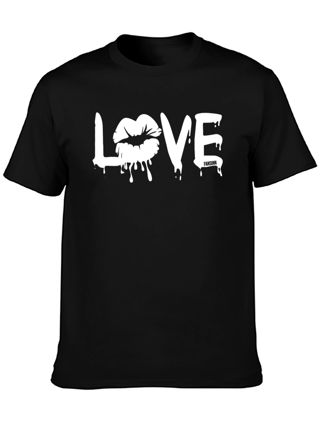 Love Lips Drip Graphic Black T-Shirt