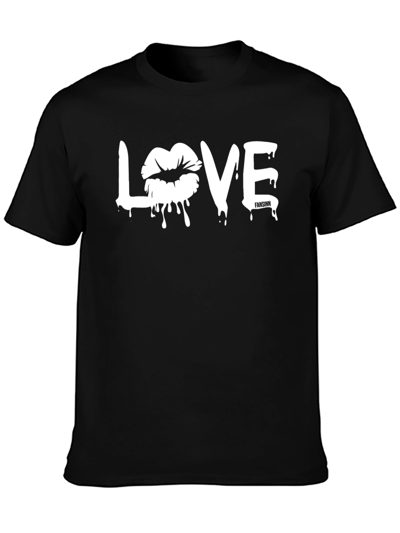 Love Lips Drip Graphic Black T-Shirt