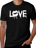 Love Lips Drip Graphic Black T-Shirt