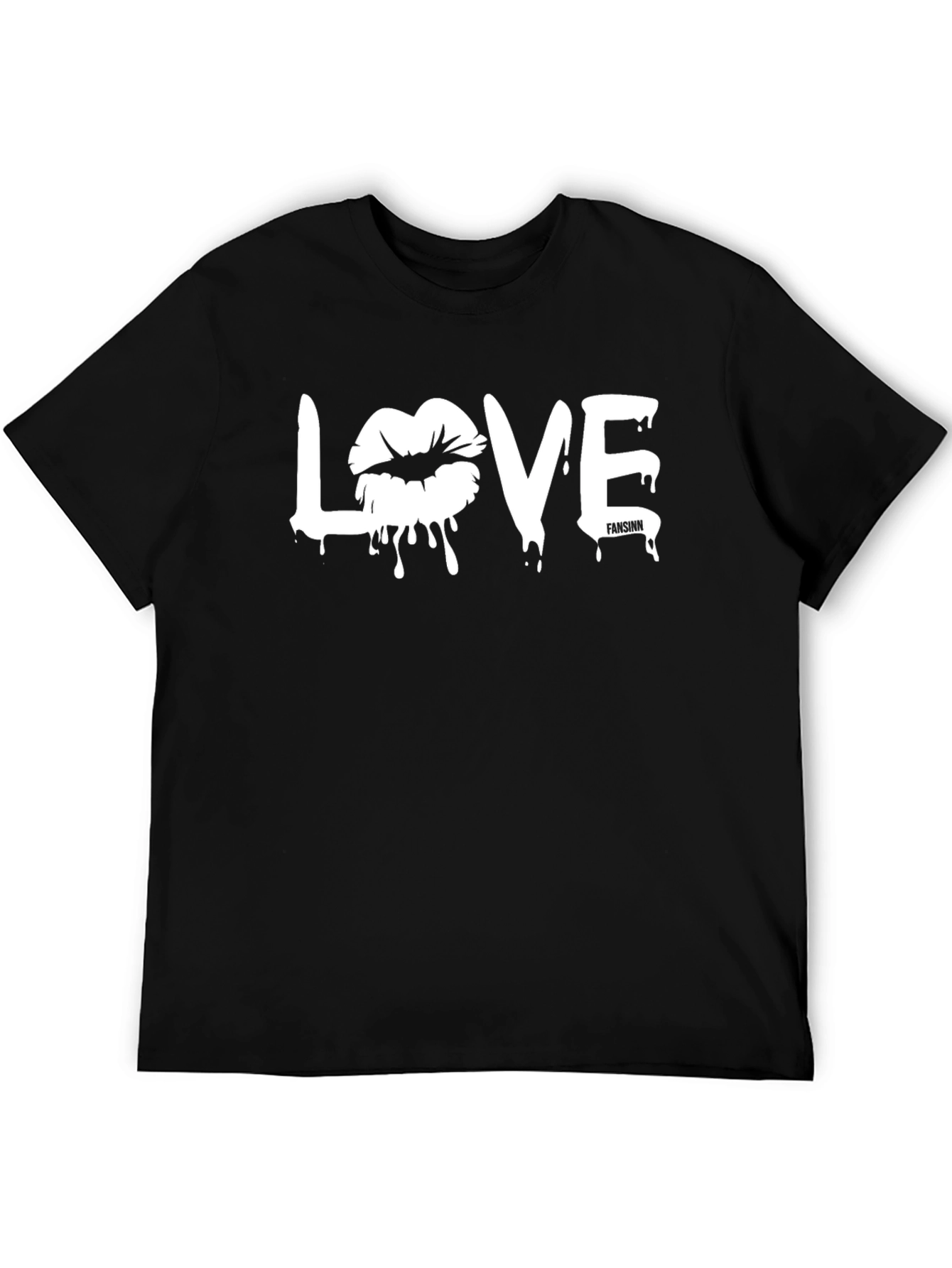Love Lips Drip Graphic Black T-Shirt