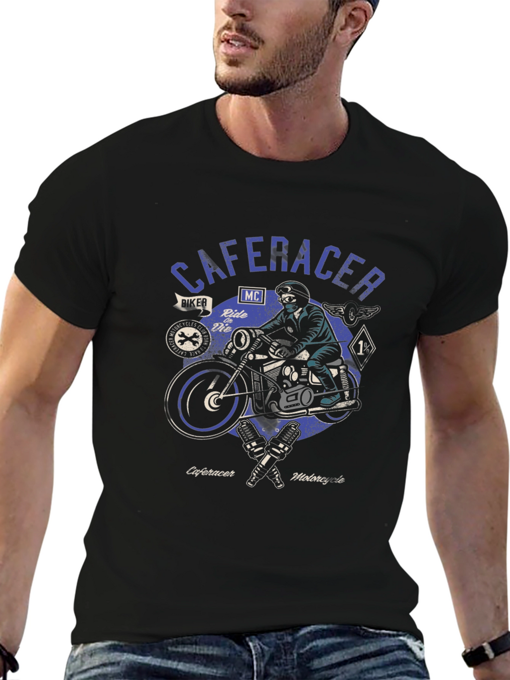 Cafe Racer Motorcycle Graphic Tee - Biker Style