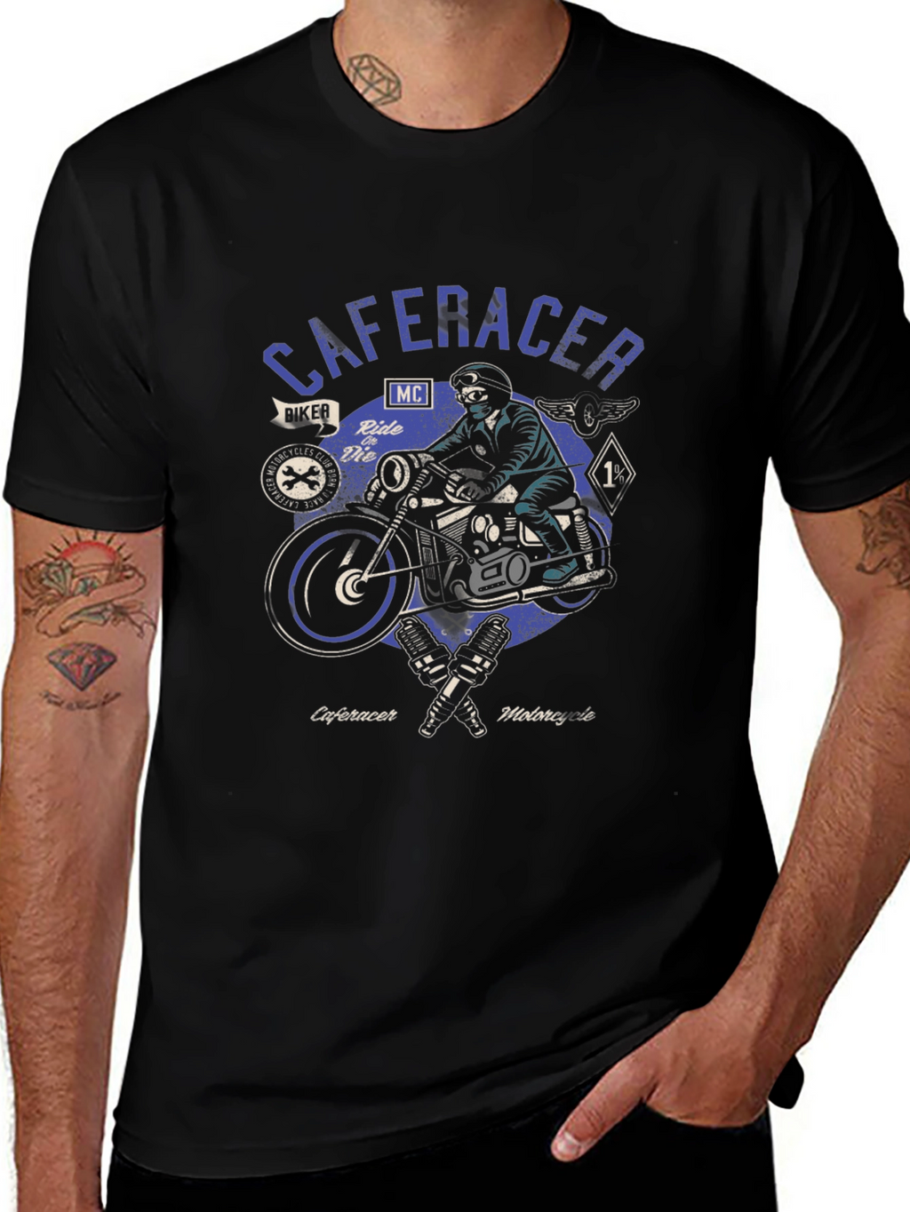 Cafe Racer Motorcycle Graphic Tee - Biker Style