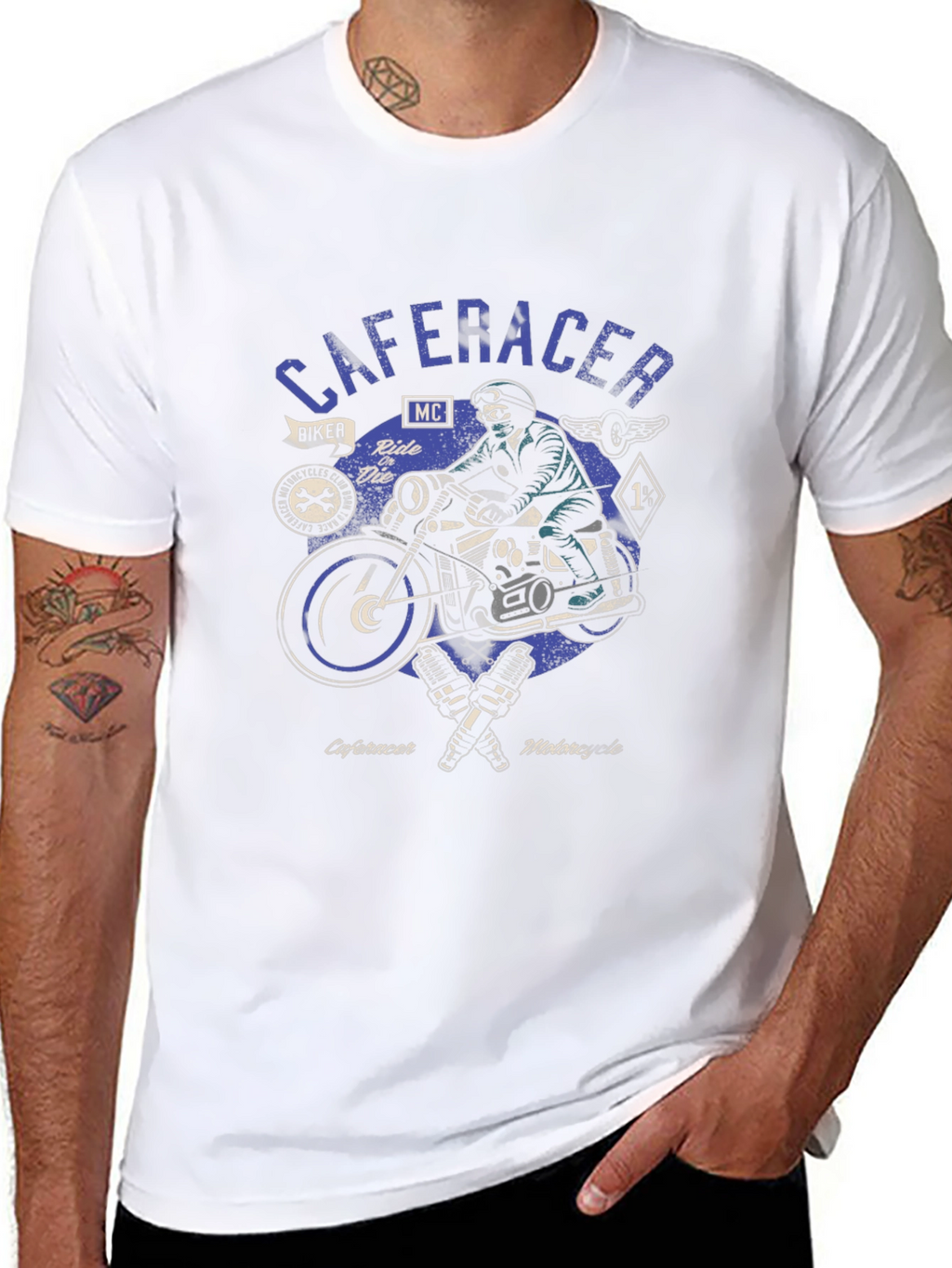 Cafe Racer Motorcycle Graphic Tee - Biker Style