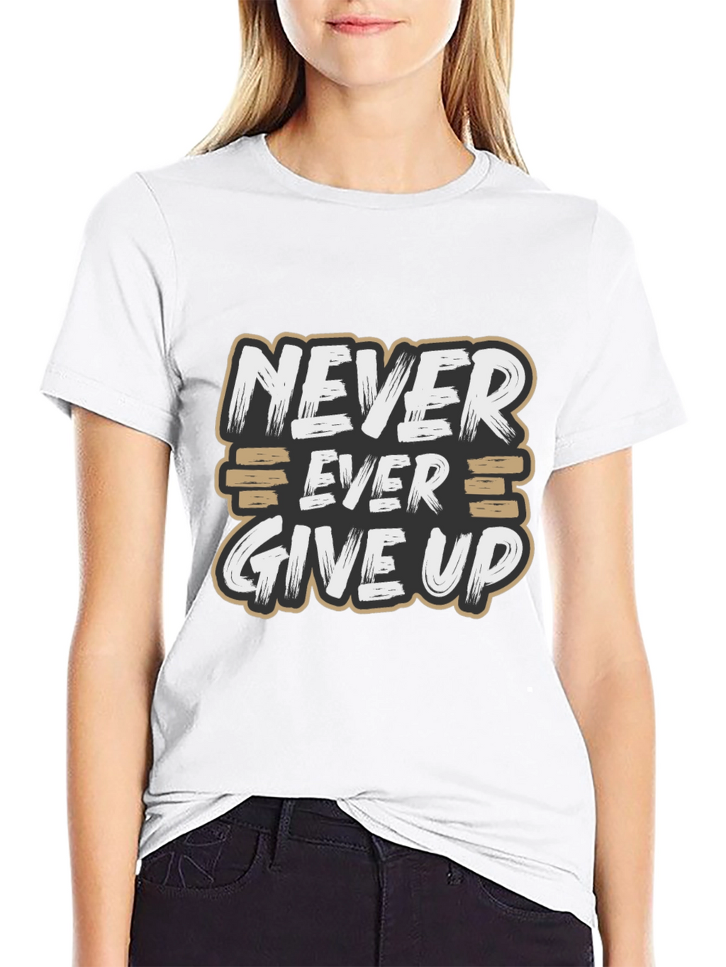Never Ever Give Up Motivational Graphic T-Shirt