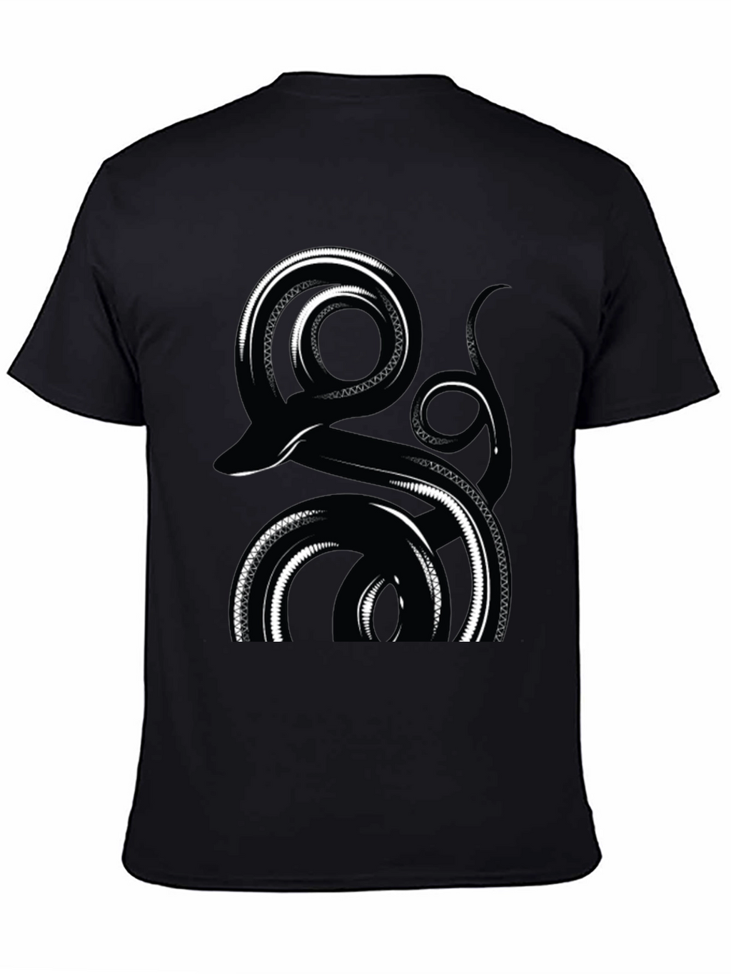 Abstract Snake Graphic Tee - Black Cotton Comfort
