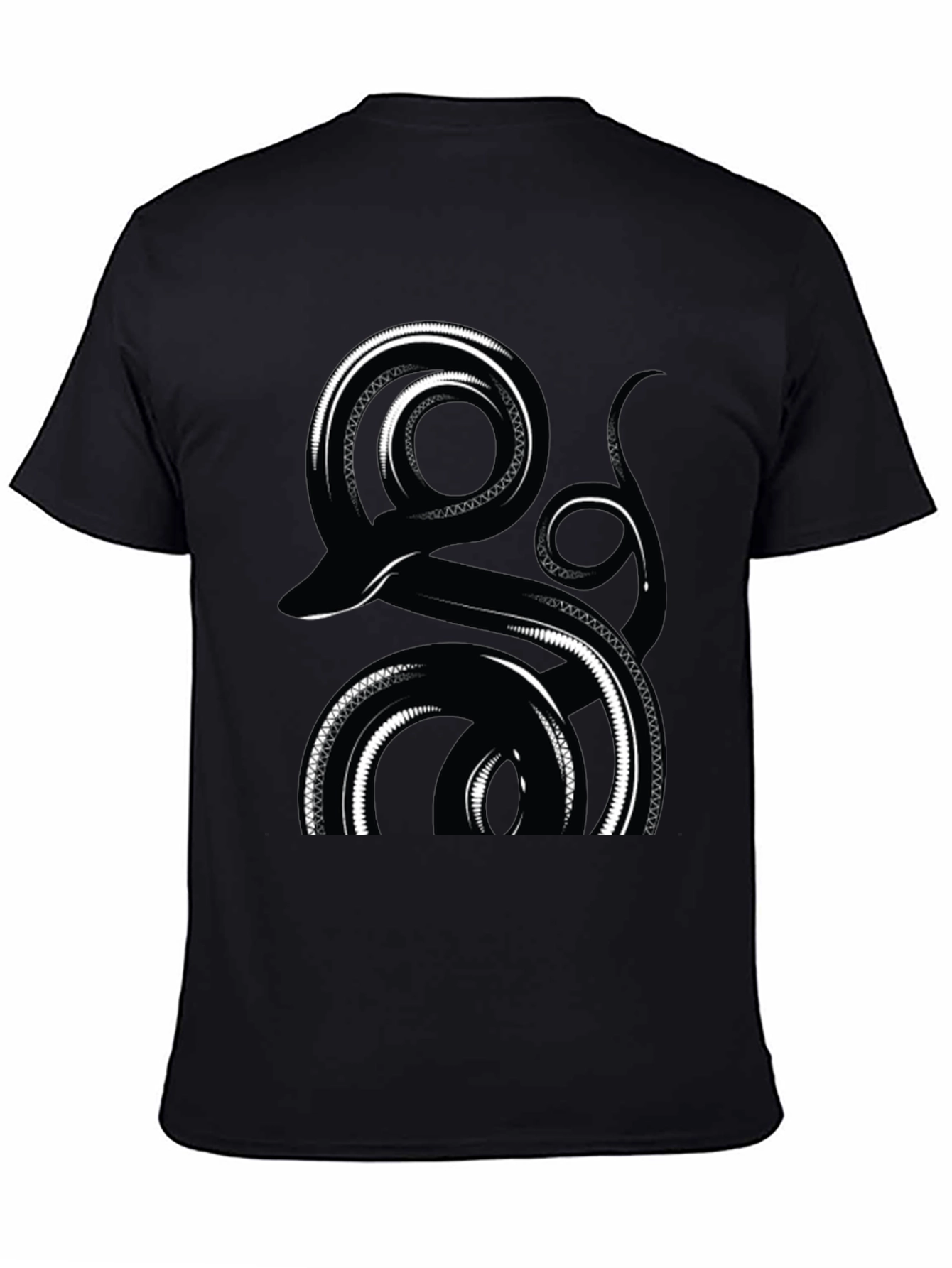 Abstract Snake Graphic Tee - Black Cotton Comfort