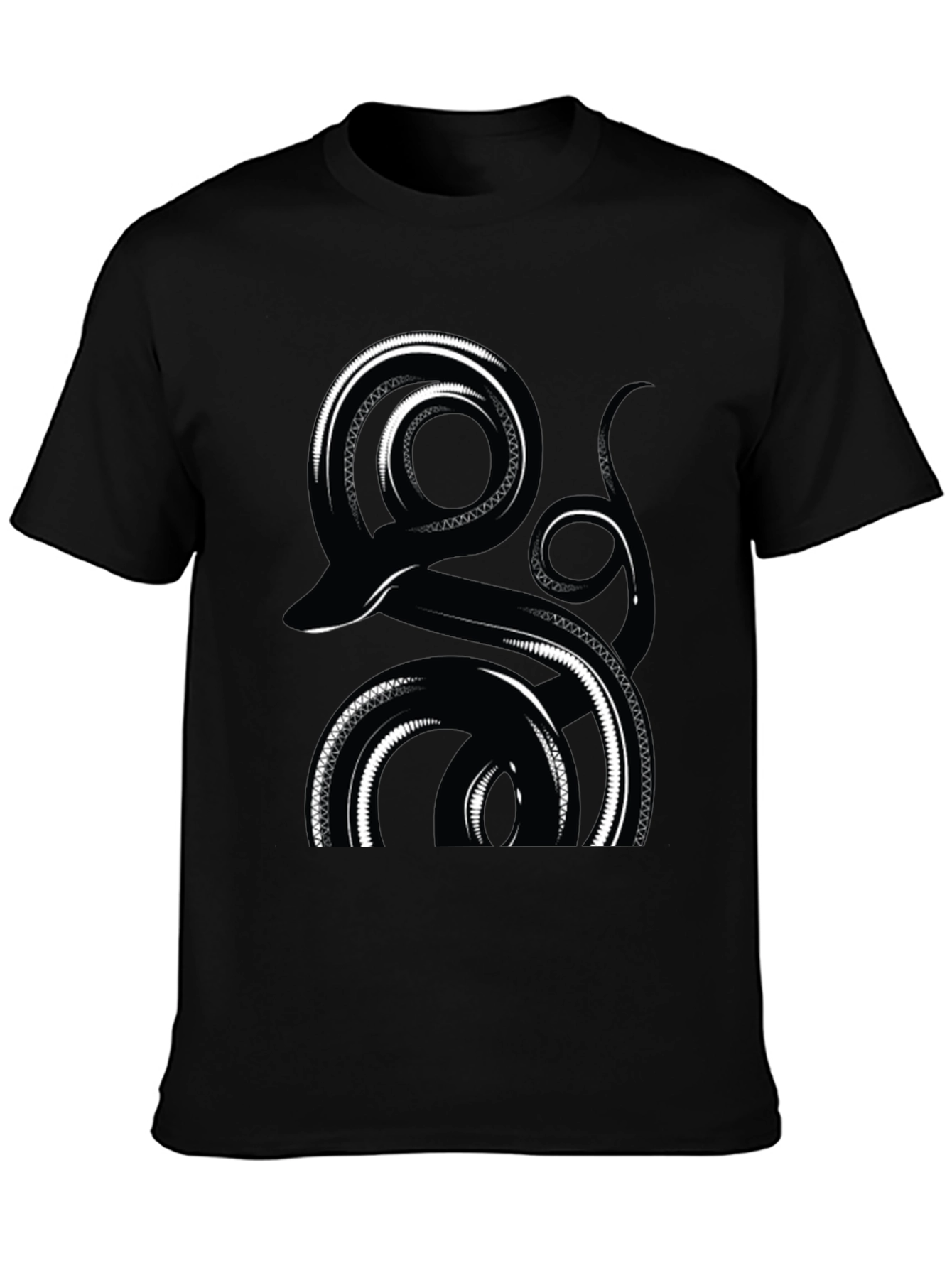 Abstract Snake Graphic Tee - Black Cotton Comfort