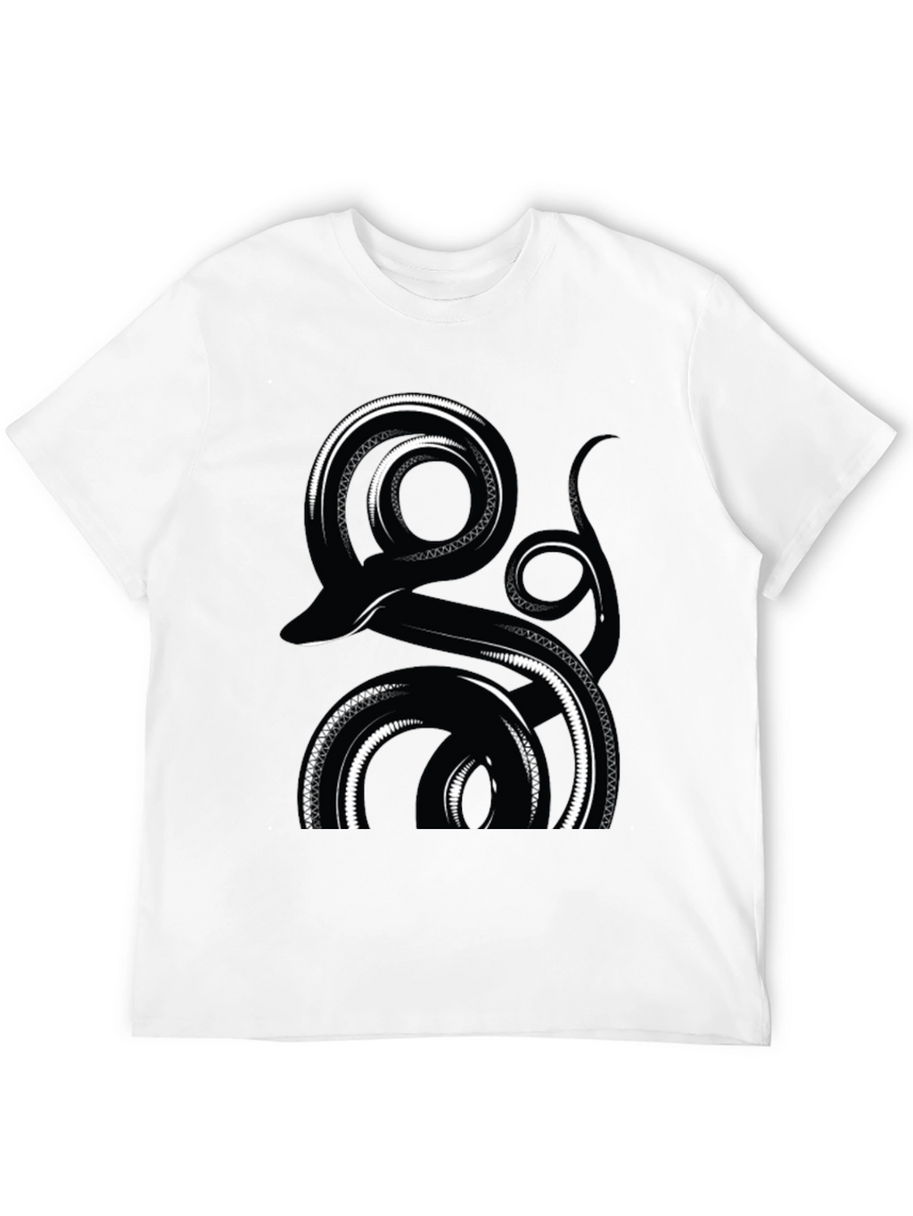 Abstract Snake Graphic Tee - Black Cotton Comfort
