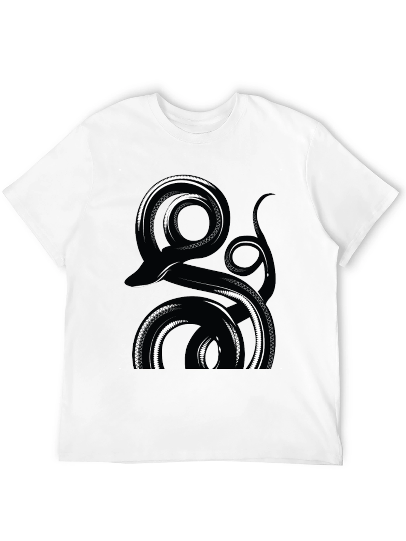 Abstract Snake Graphic Tee - Black Cotton Comfort