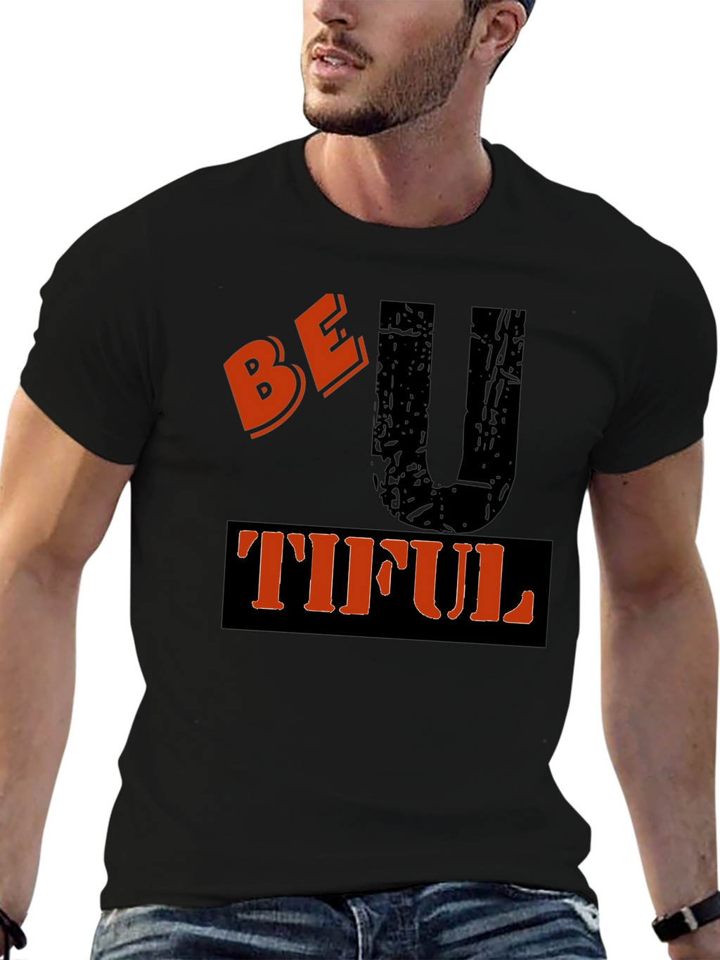 Be U Tiful Graphic Tee - Black Casual T-Shirt