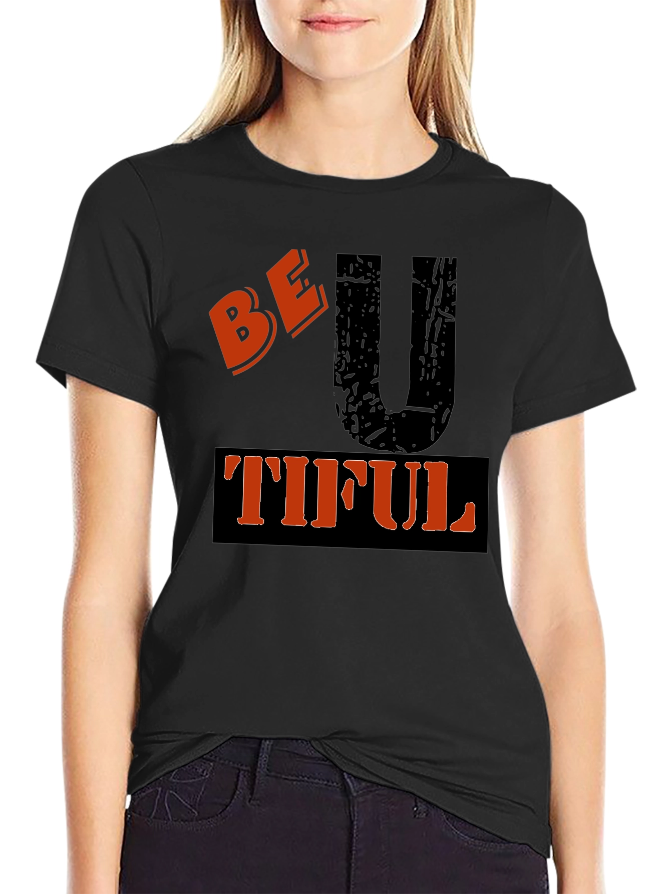 Be U Tiful Graphic Tee - Black Casual T-Shirt
