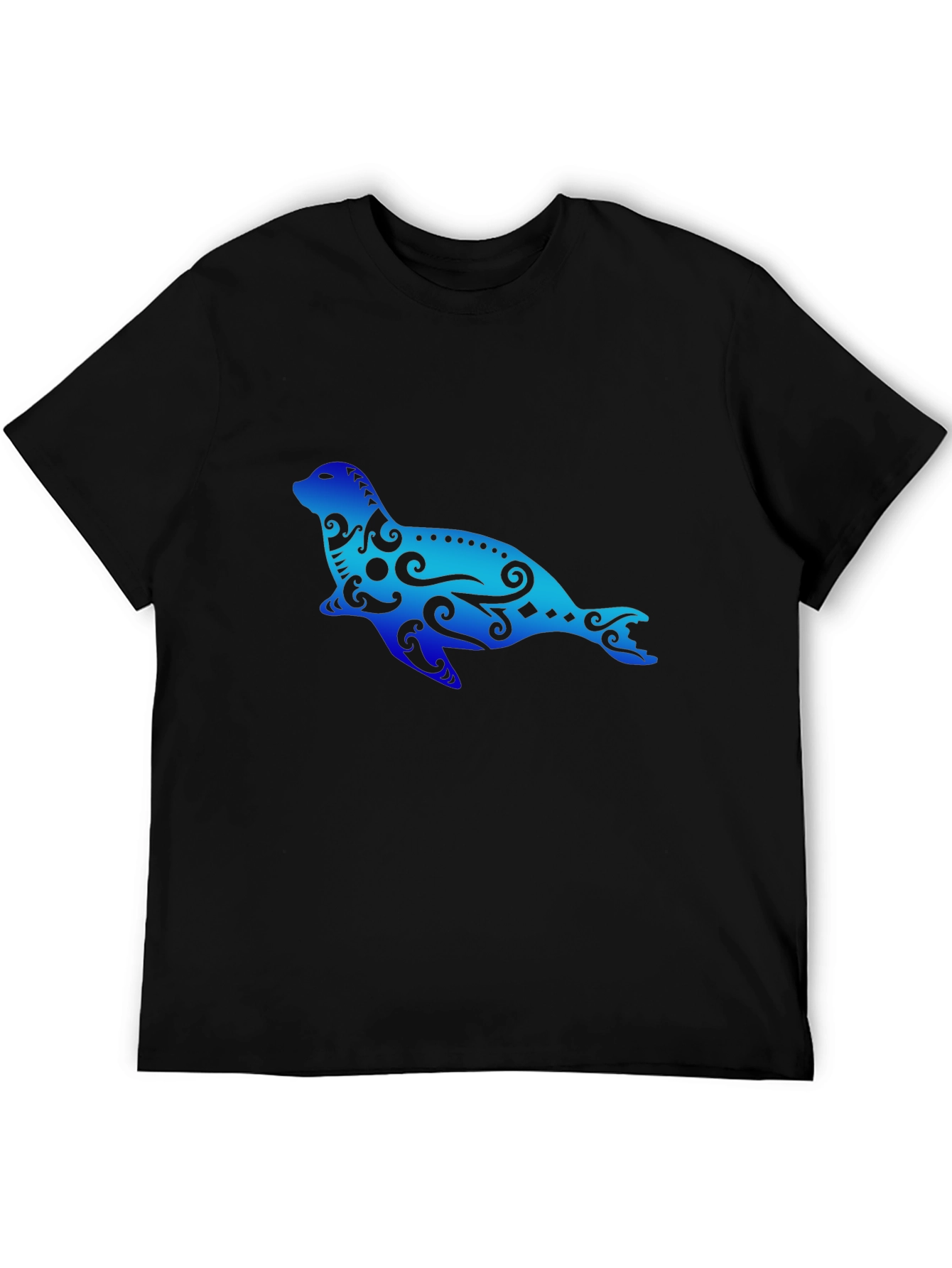 Seal Tribal Art Graphic T-Shirt - Black