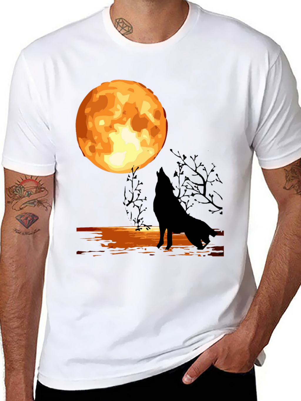 Wolf Moon Graphic T-Shirt - Black