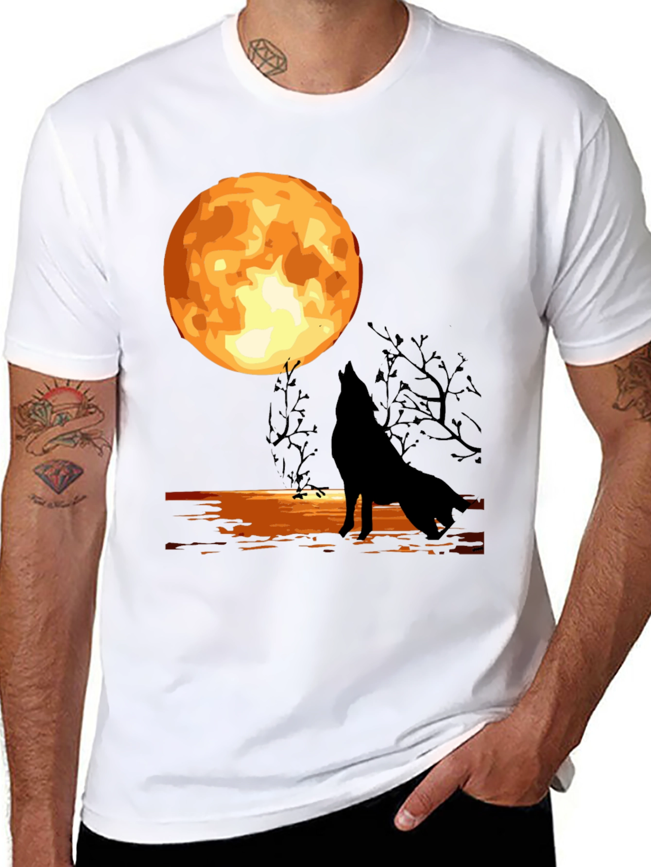 Wolf Moon Graphic T-Shirt - Black
