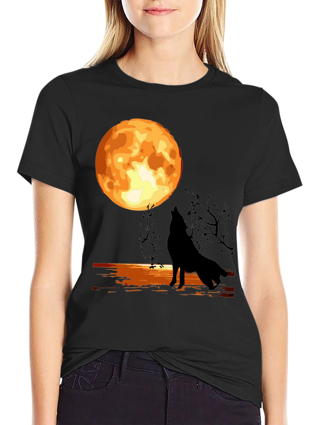 Wolf Moon Graphic T-Shirt - Black