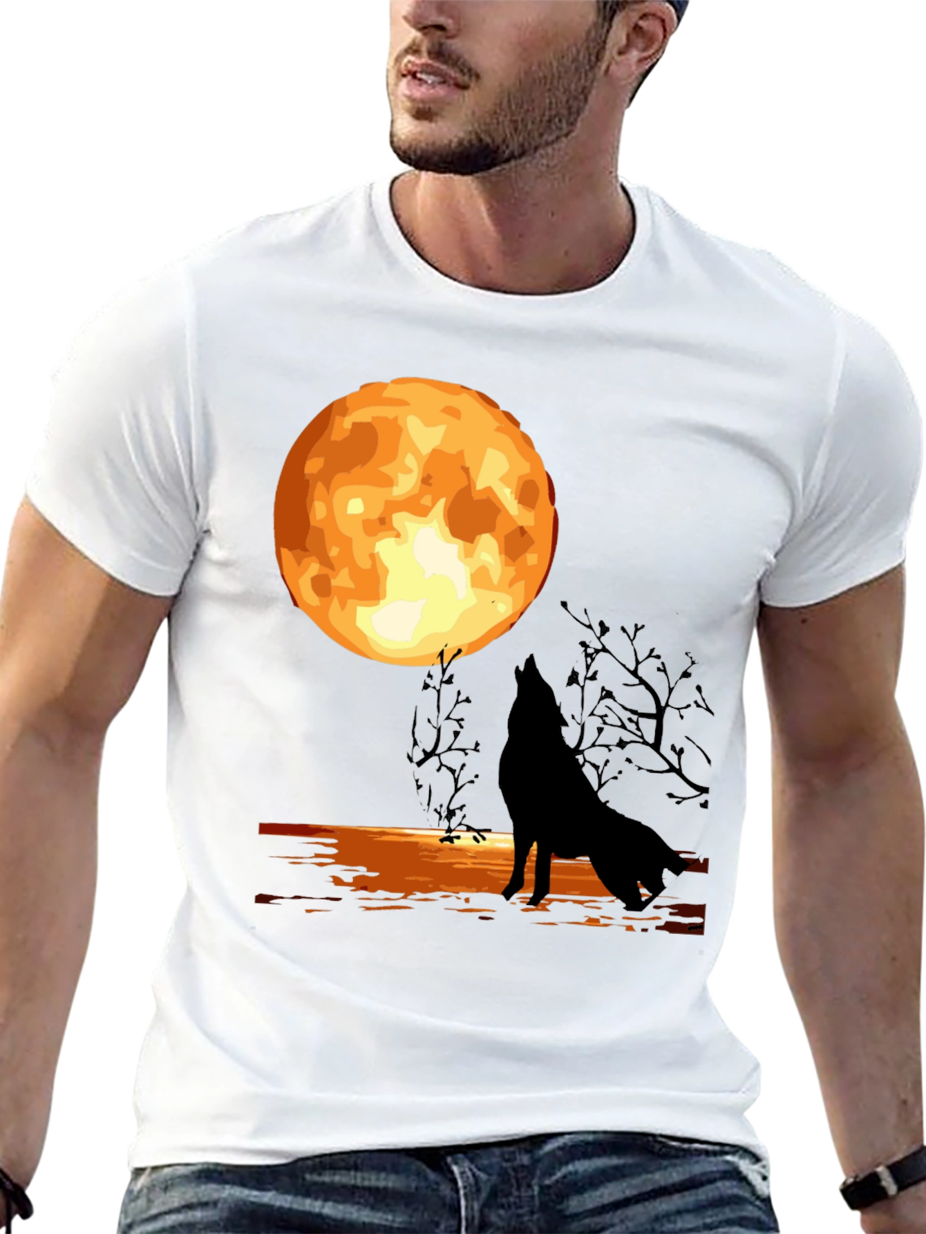 Wolf Moon Graphic T-Shirt - Black