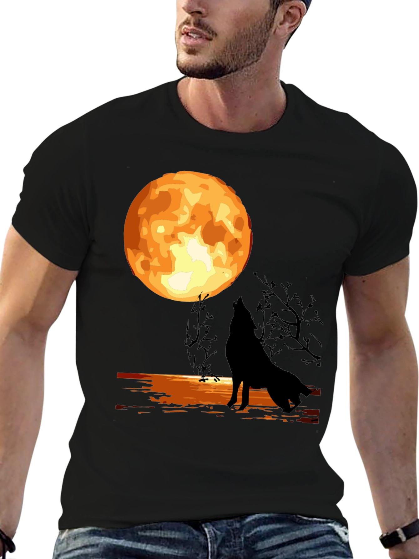 Wolf Moon Graphic T-Shirt - Black