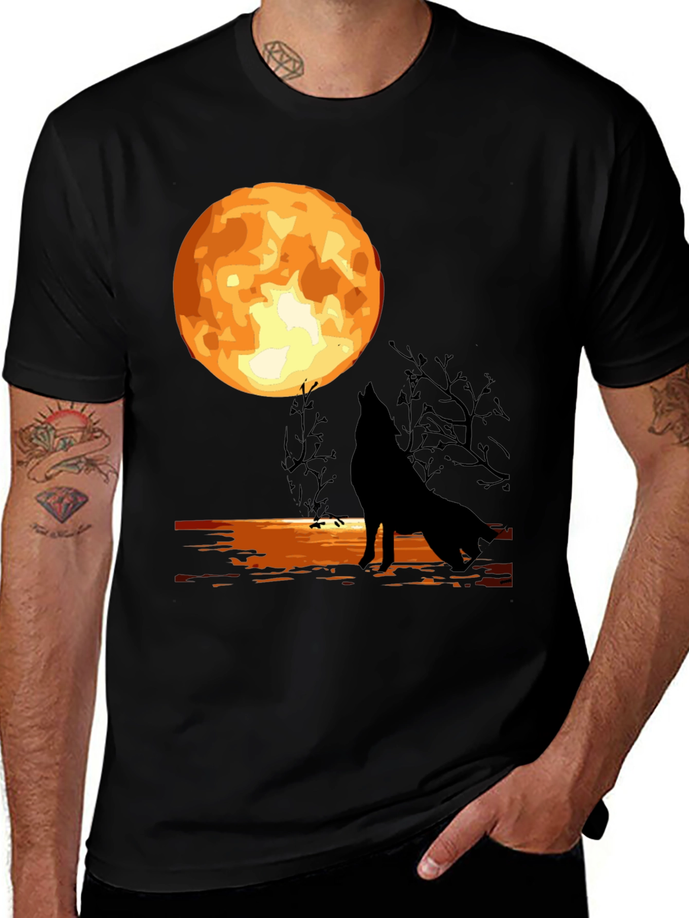Wolf Moon Graphic T-Shirt - Black