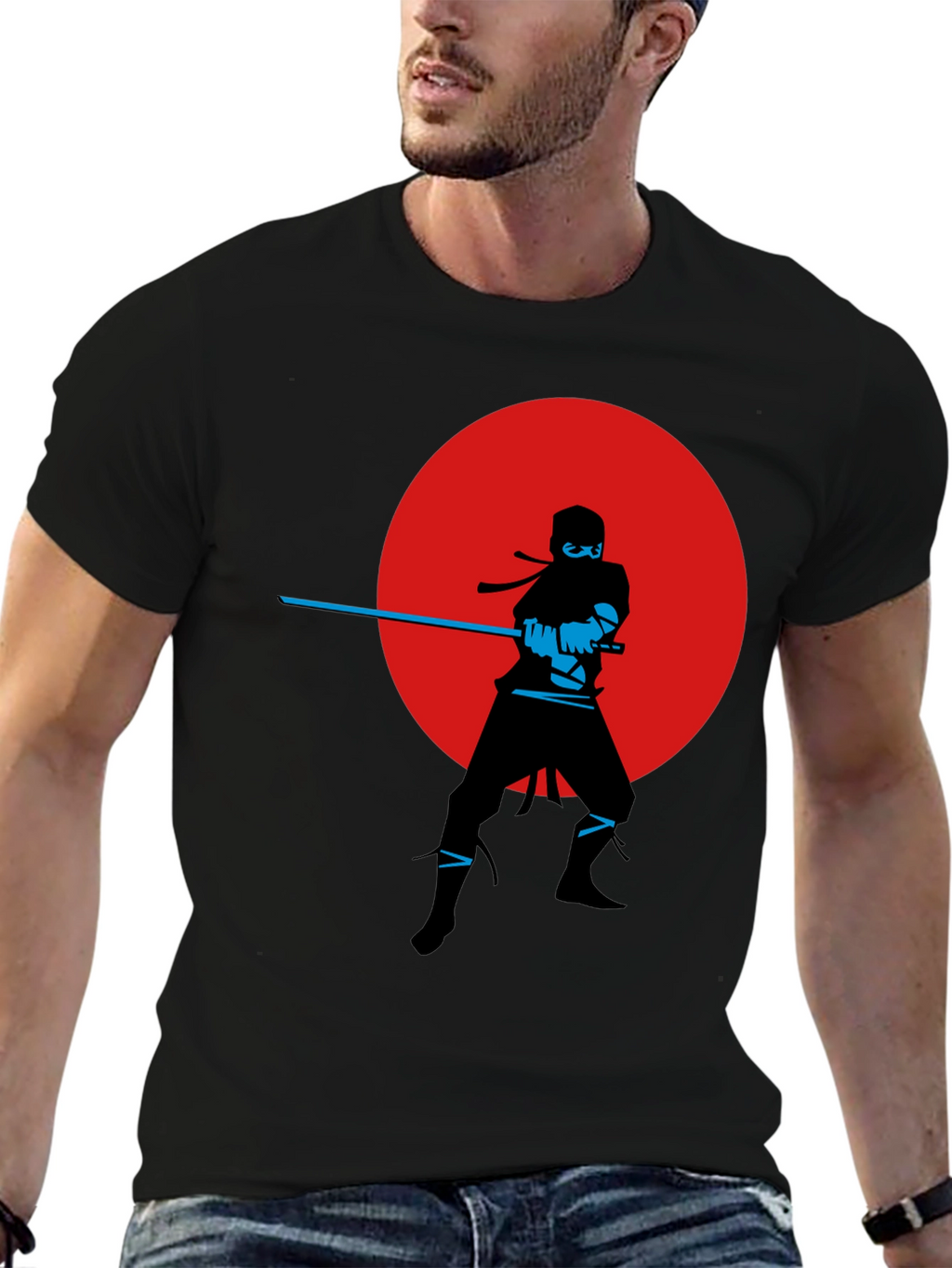 Ninja Silhouette Graphic Tee - Red Moon Design
