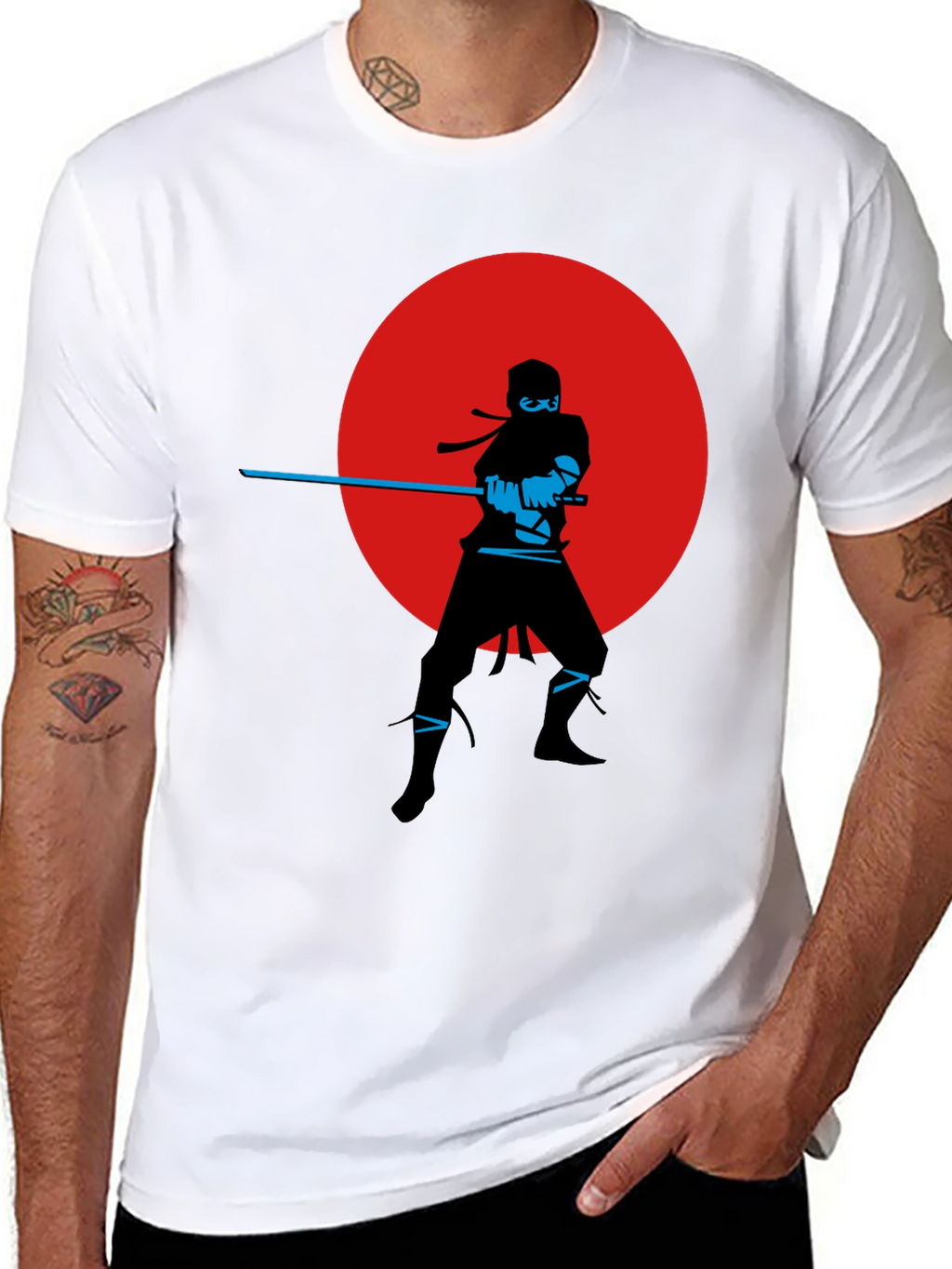 Ninja Silhouette Graphic Tee - Red Moon Design