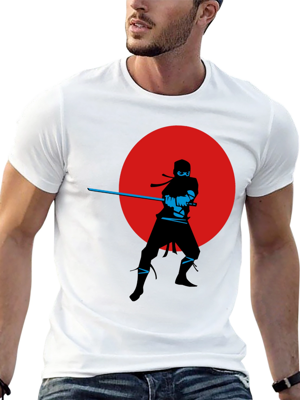 Ninja Silhouette Graphic Tee - Red Moon Design