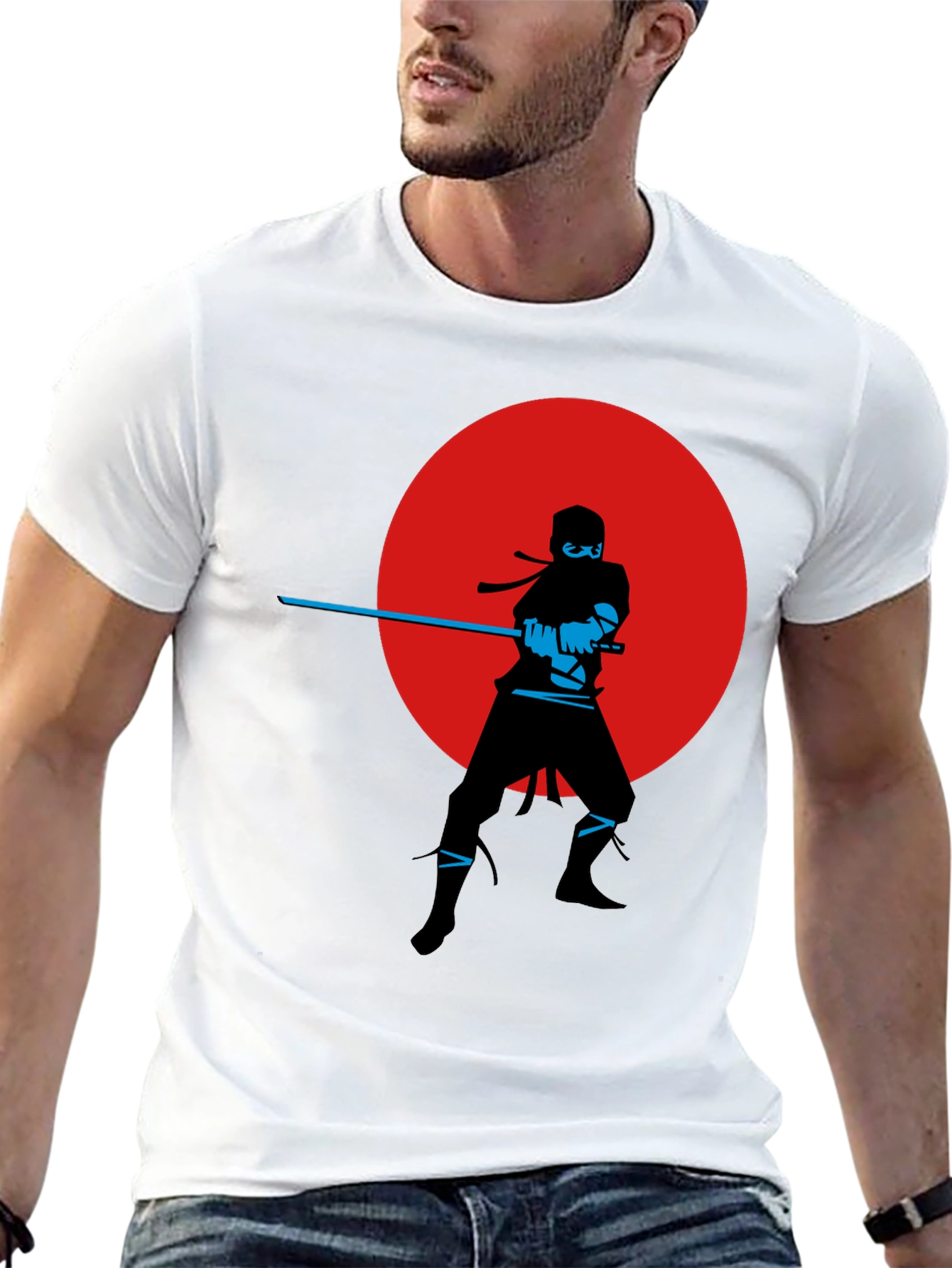 Ninja Silhouette Graphic Tee - Red Moon Design