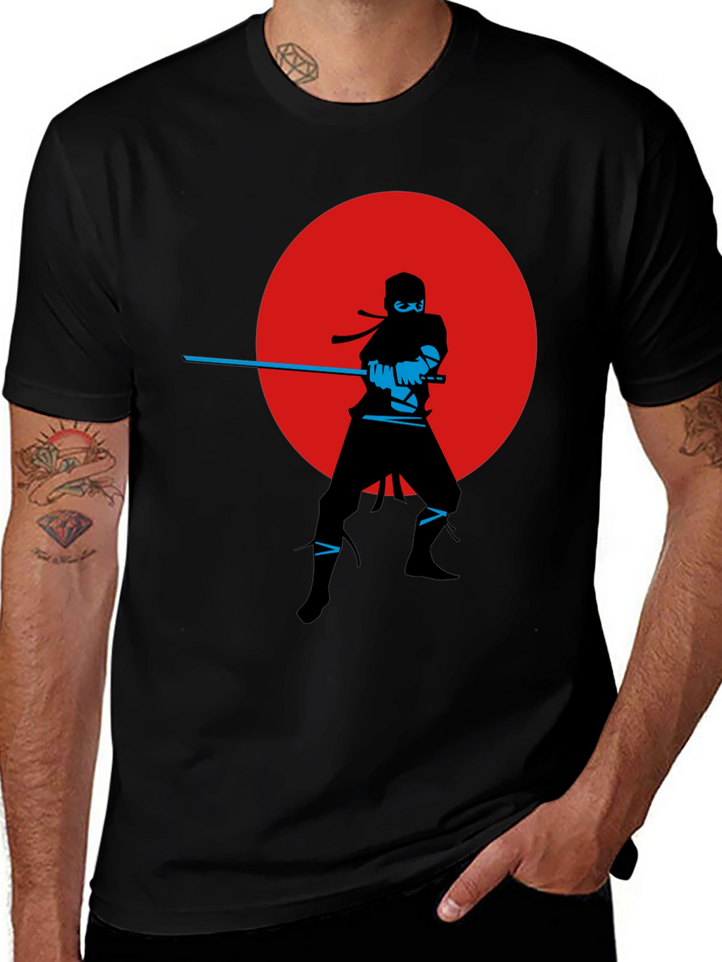 Ninja Silhouette Graphic Tee - Red Moon Design