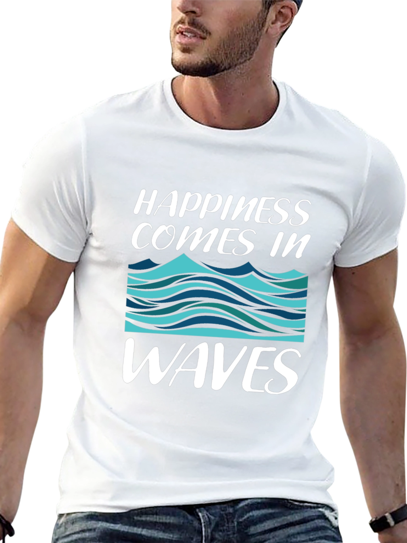 Happiness Comes In Waves Graphic T-Shirt