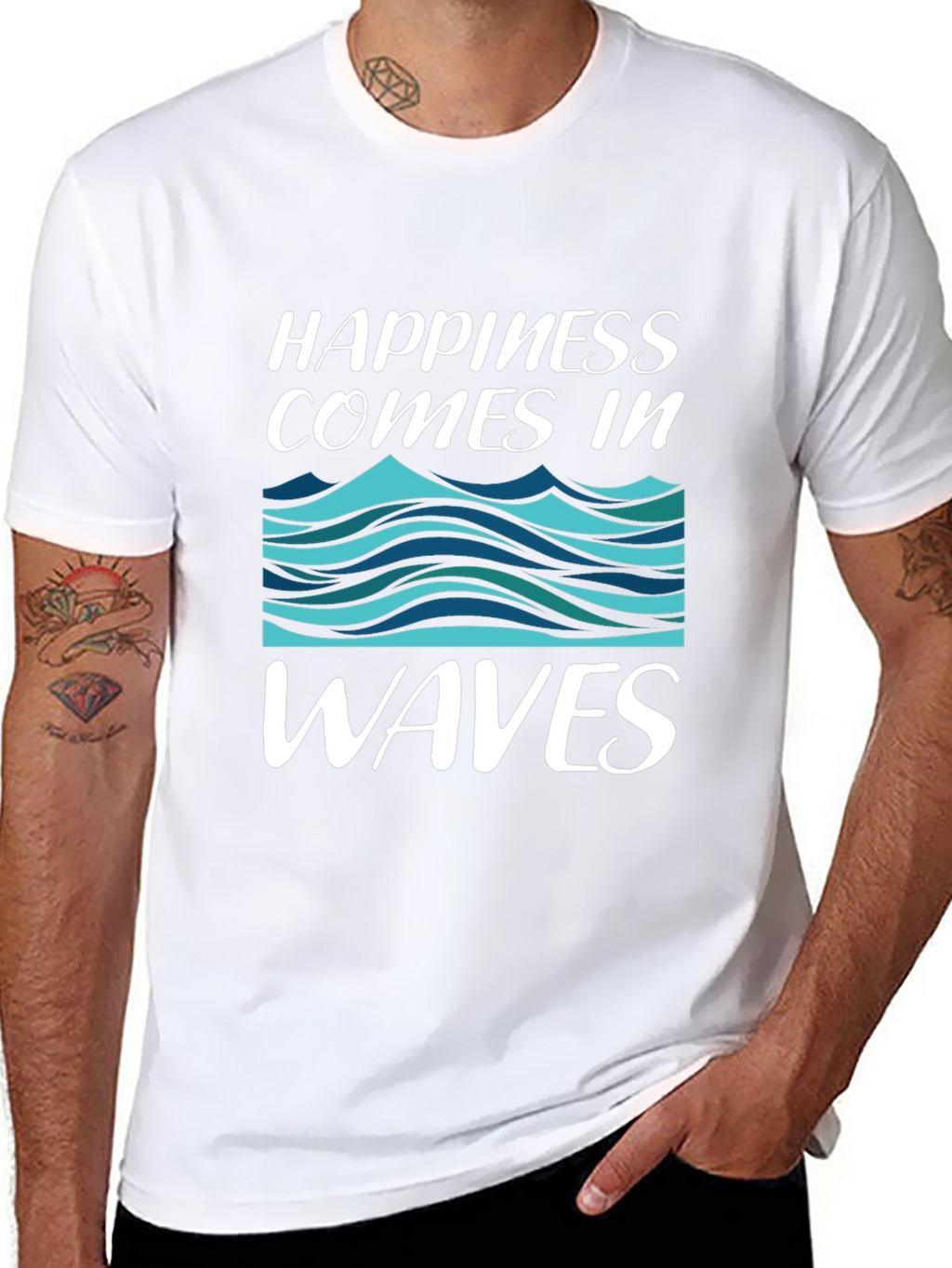 Happiness Comes In Waves Graphic T-Shirt