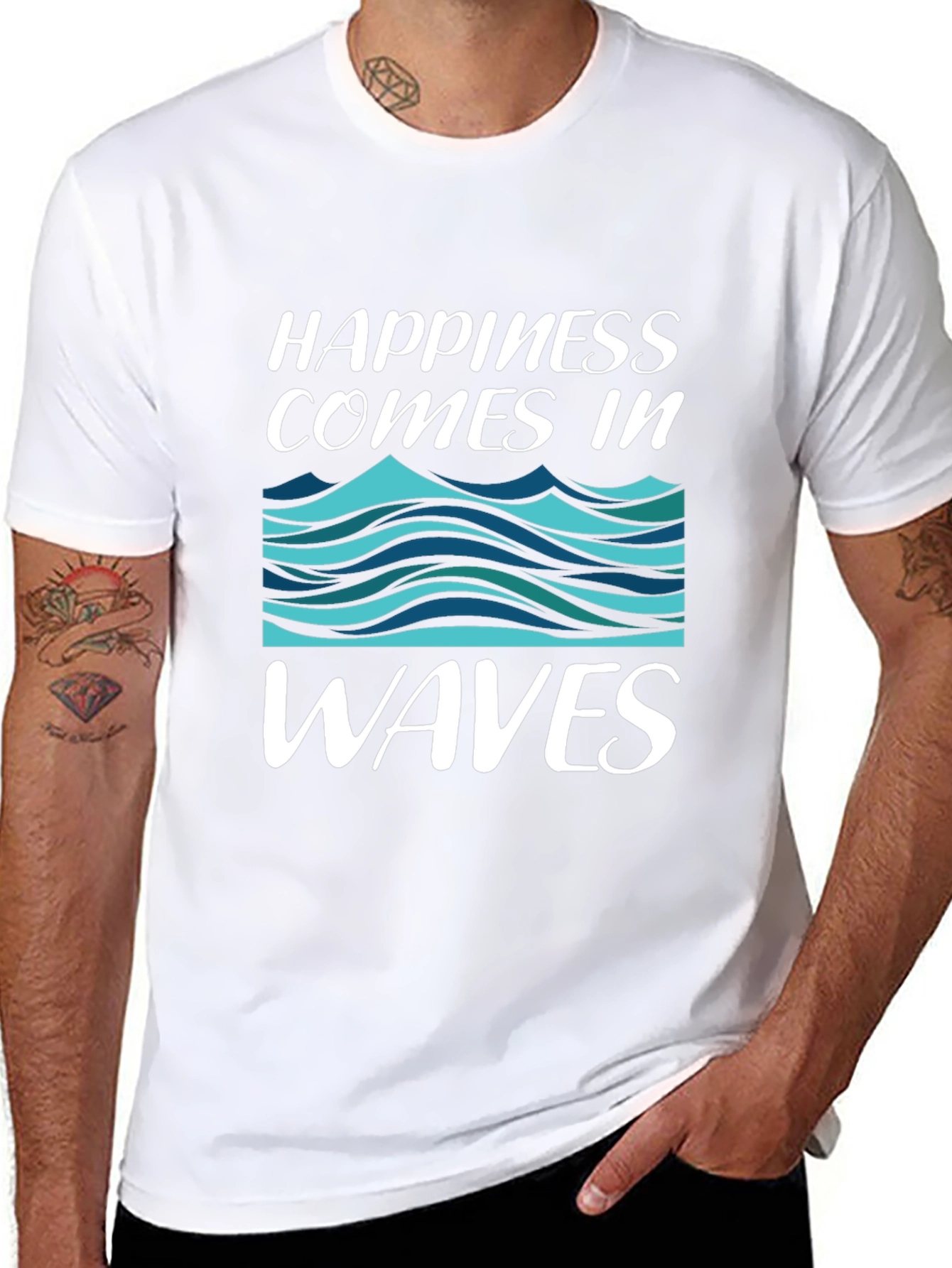 Happiness Comes In Waves Graphic T-Shirt