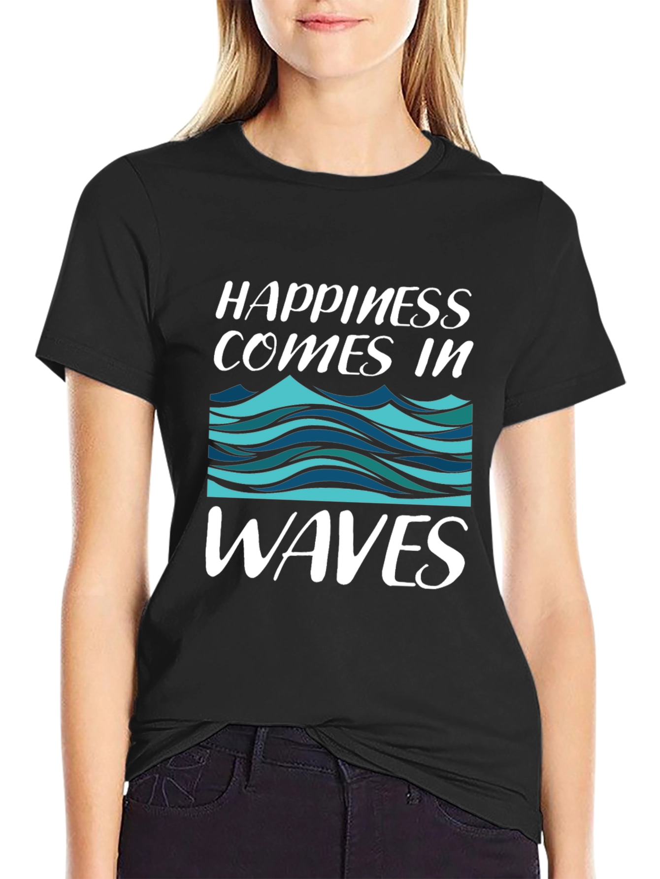 Happiness Comes In Waves Graphic T-Shirt