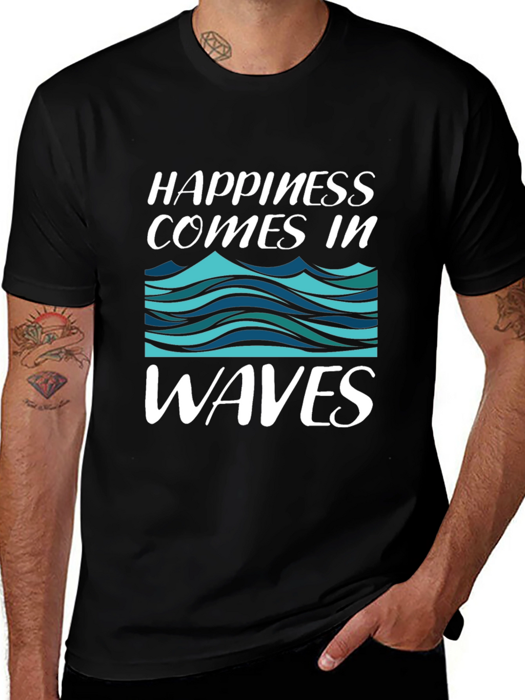 Happiness Comes In Waves Graphic T-Shirt