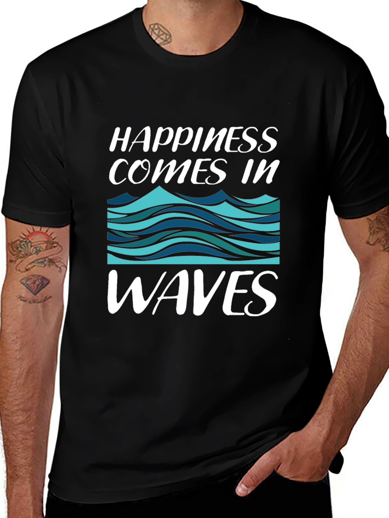 Happiness Comes In Waves Graphic T-Shirt
