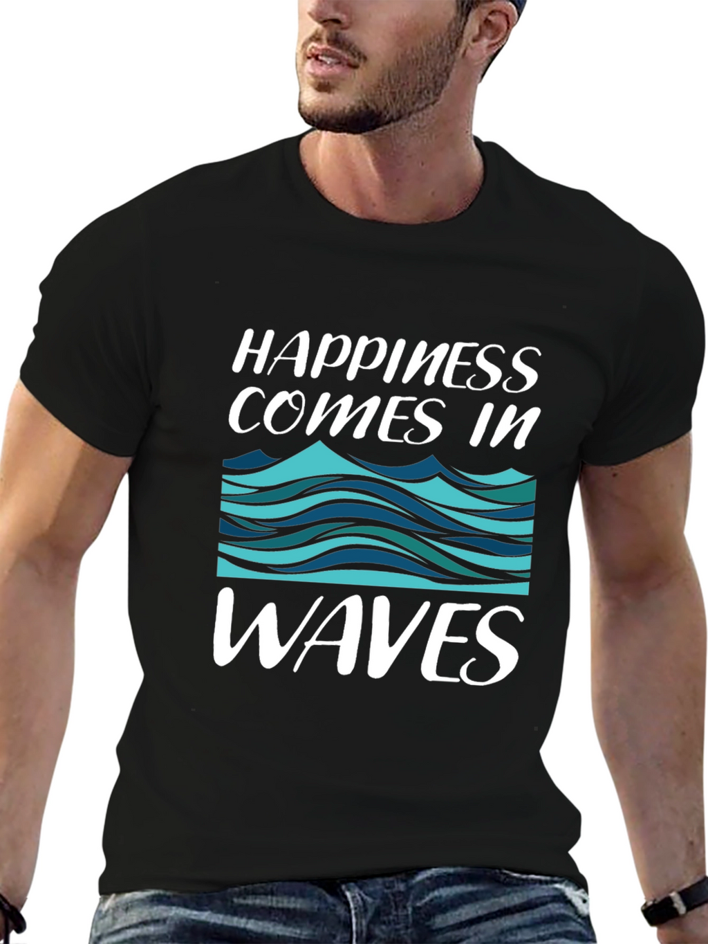 Happiness Comes In Waves Graphic T-Shirt