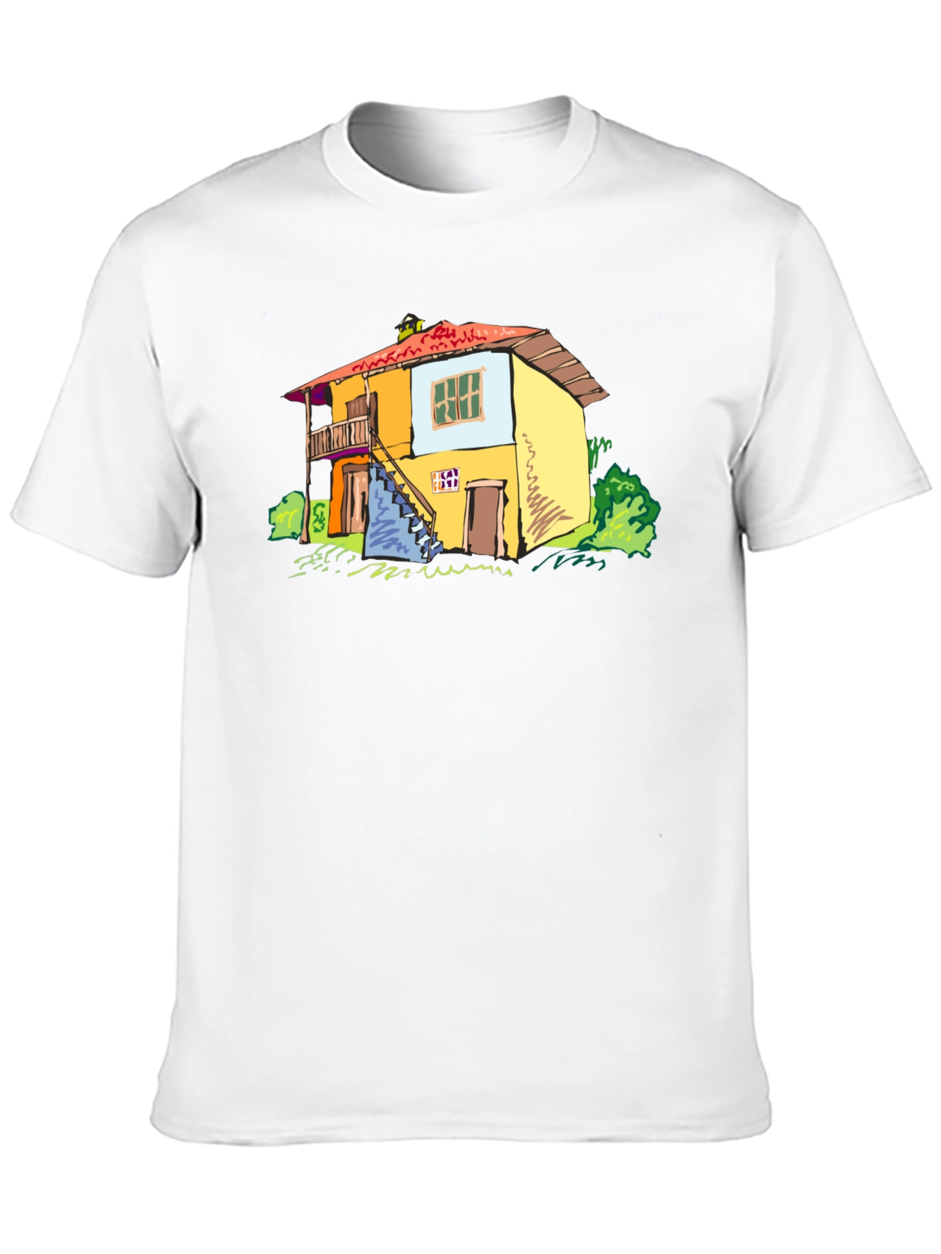 Quirky House Graphic Black T-Shirt