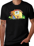 Quirky House Graphic Black T-Shirt