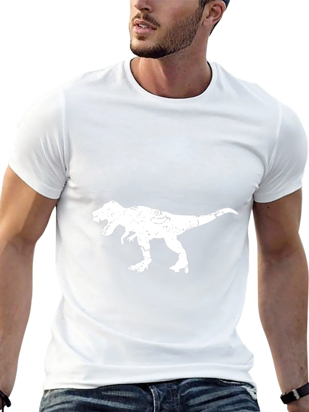 T-Rex Distressed Graphic Tee - Black Cotton T-Shirt