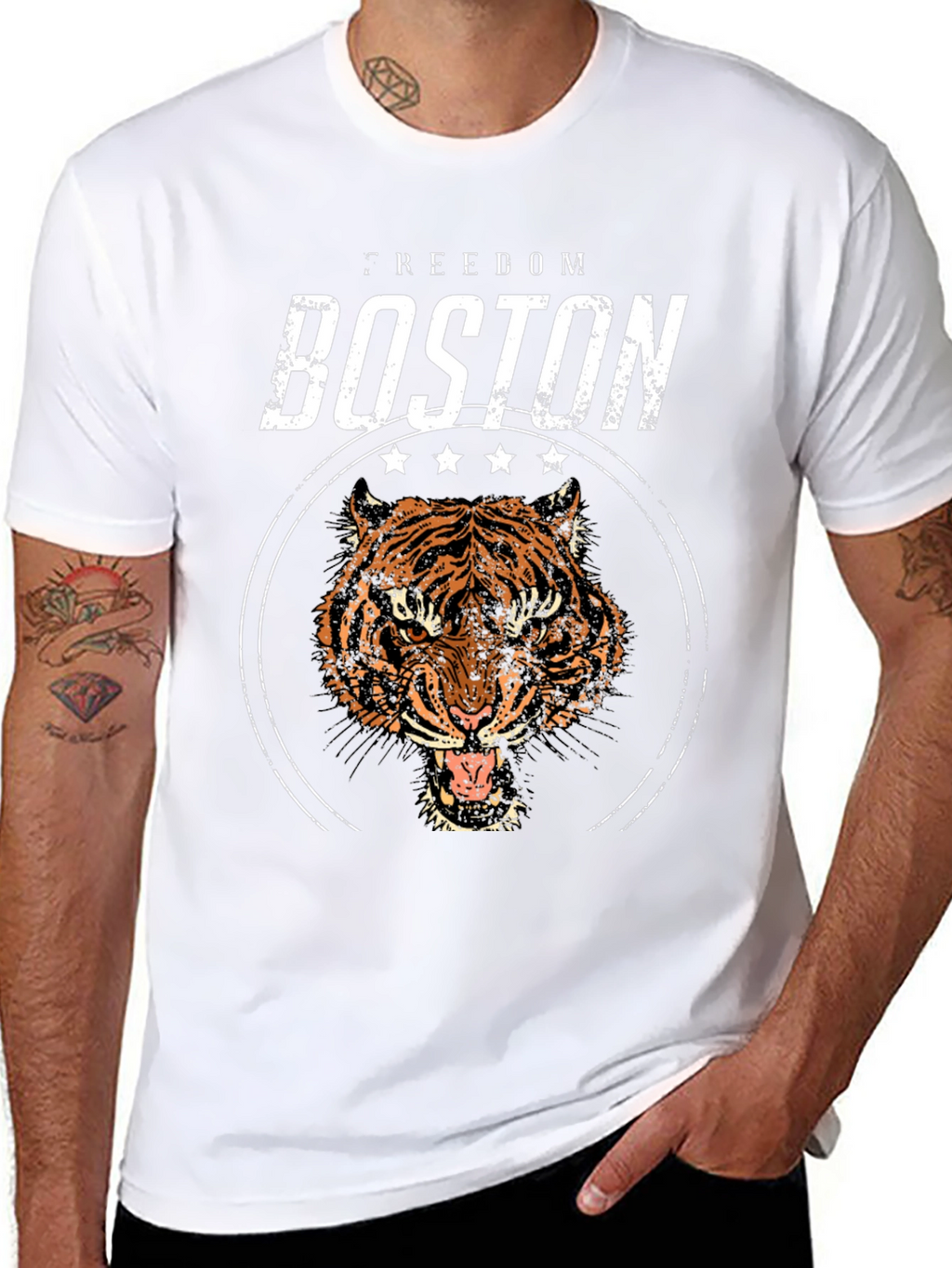 Boston Freedom Tiger Graphic Black T-Shirt