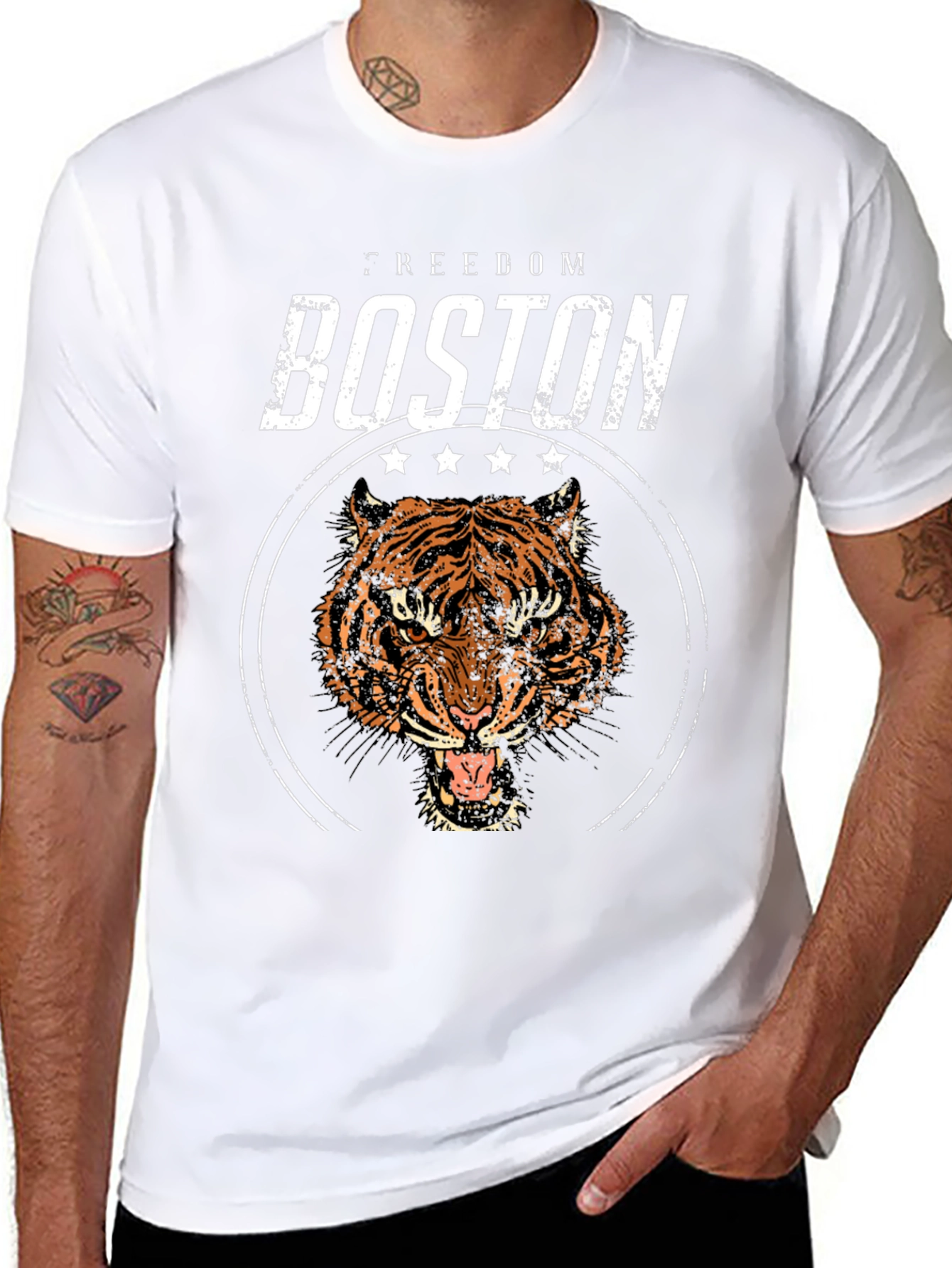 Boston Freedom Tiger Graphic Black T-Shirt