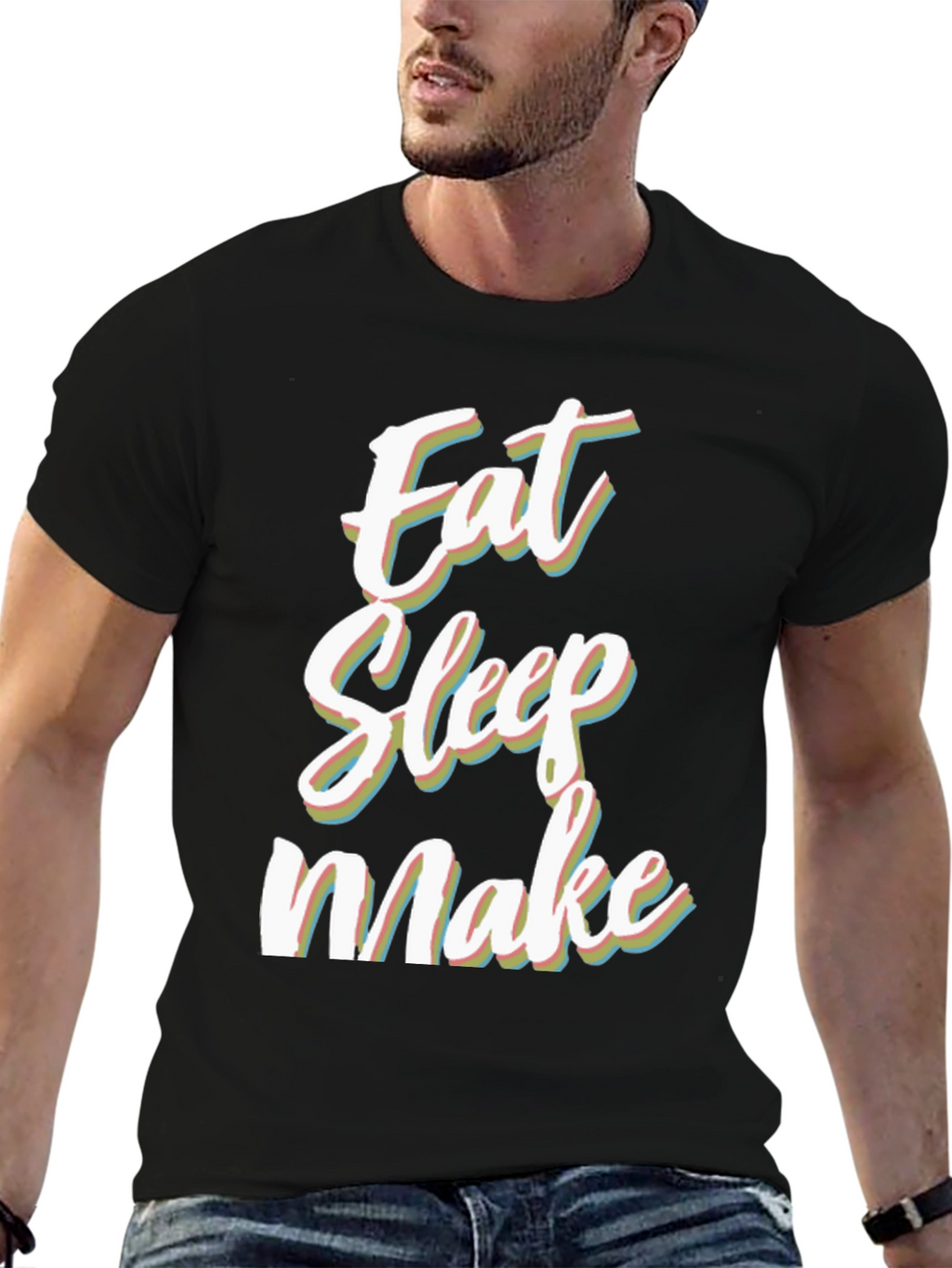 Eat Sleep Make Black Graphic Tee