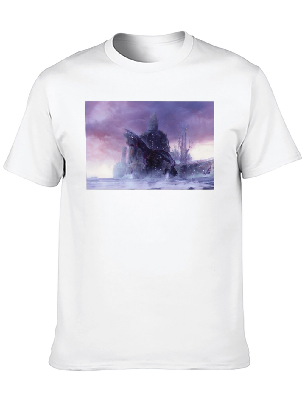 Black T-Shirt with Snowy Landscape Graphic