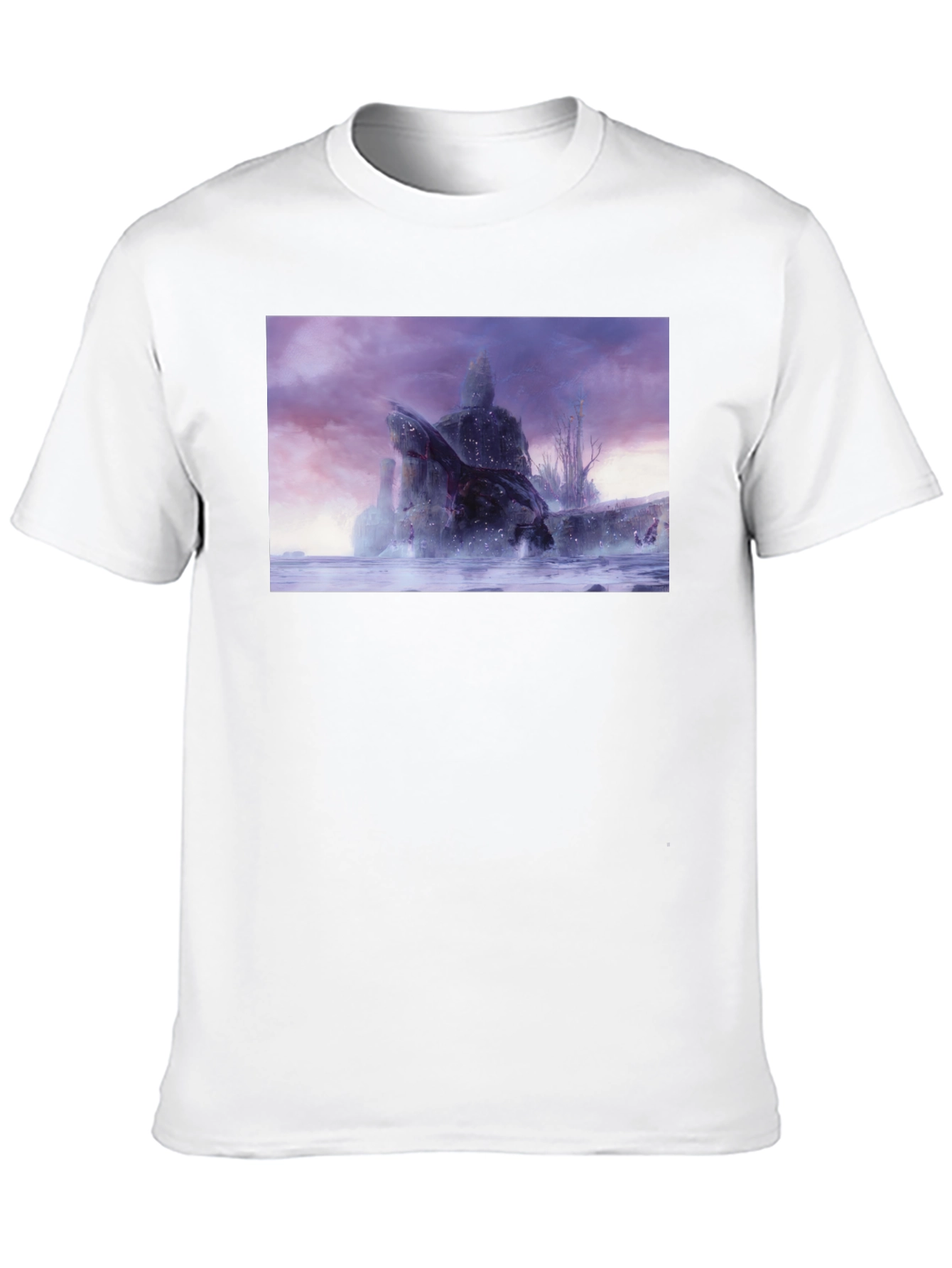 Black T-Shirt with Snowy Landscape Graphic