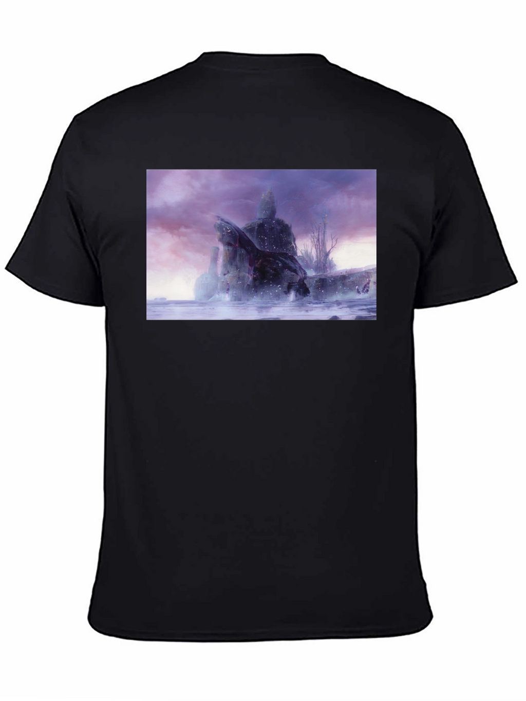 Black T-Shirt with Snowy Landscape Graphic
