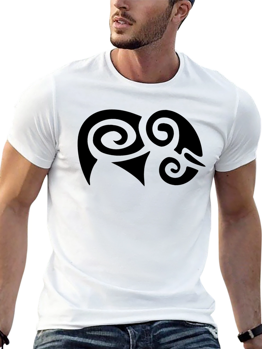 Abstract Graphic Black Cotton T-Shirt